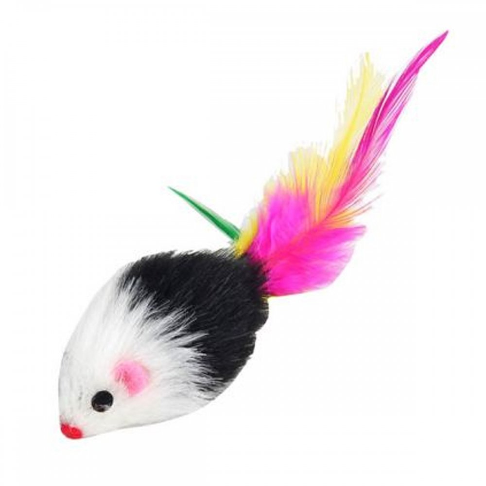 Kissan lelu L&B Fun hiiri höyhenillä