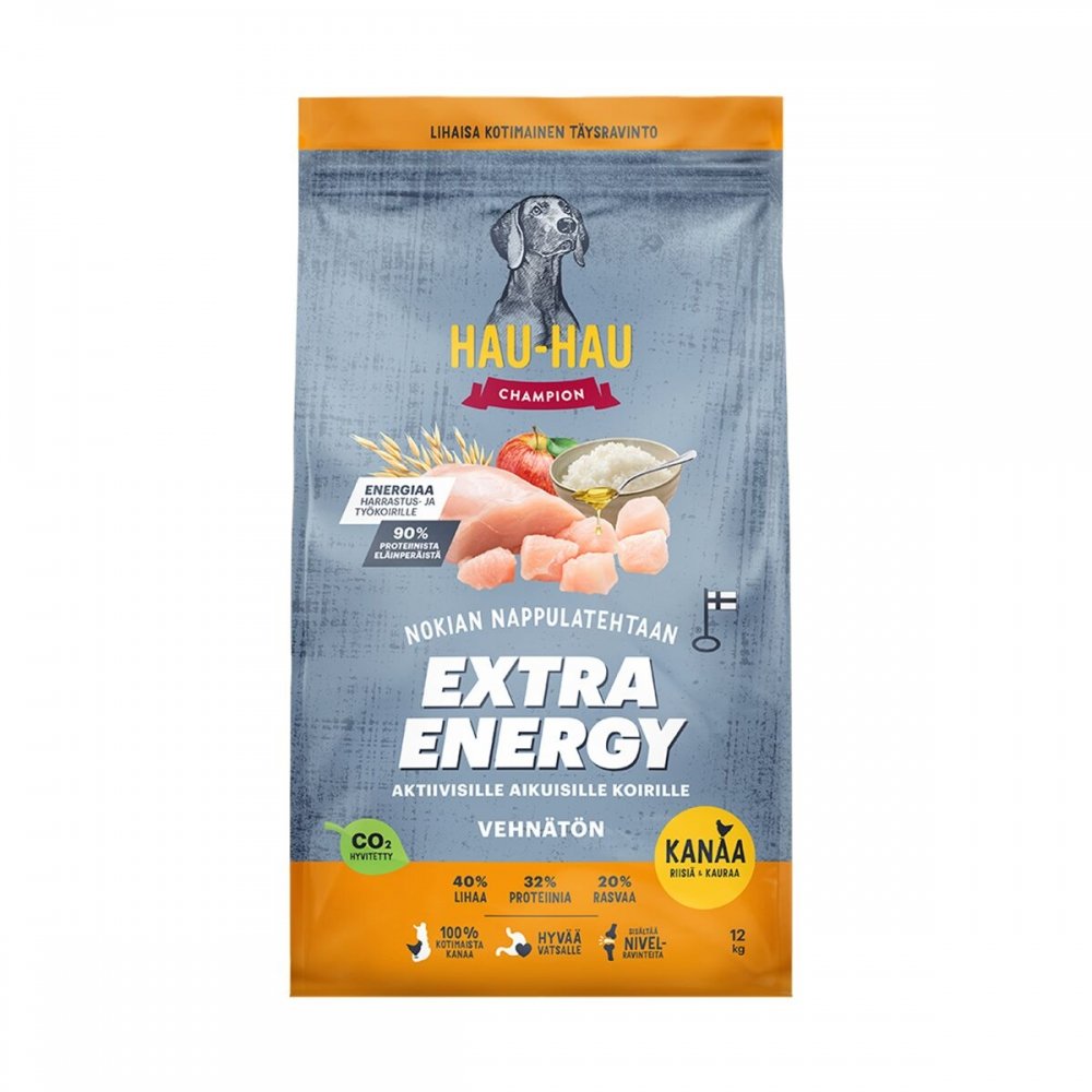 Hau-Hau Champion Extra Energia Kana, riisi ja kaura 12kg Hau-Hau Champion Extra Energia Kana, riisi ja kaura 12kg