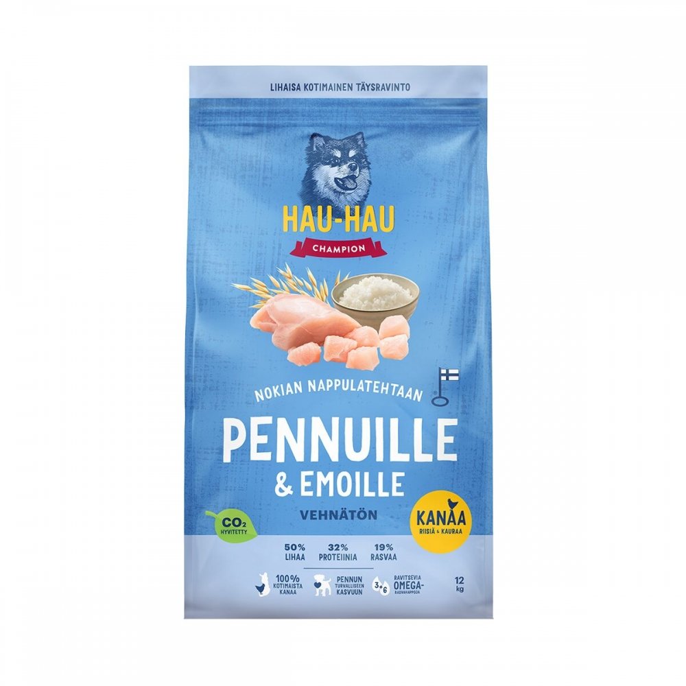 Hau-Hau Champion Kana riisi ja kaura pennuille (12 kg) Hau-Hau Champion Kana riisi ja kaura pennuille (12 kg)