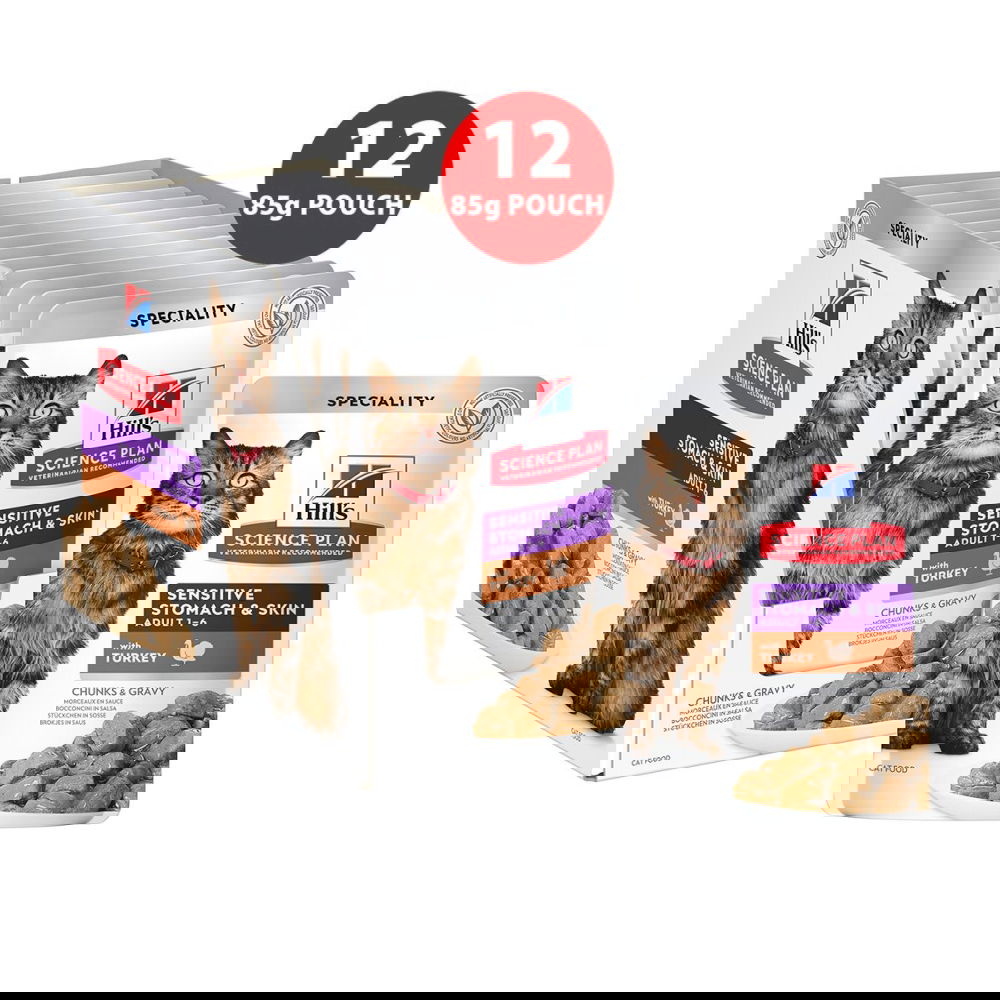 Hill's Science Plan Cat Adult Sensitive Stomach & Skin Turkey 12x85g