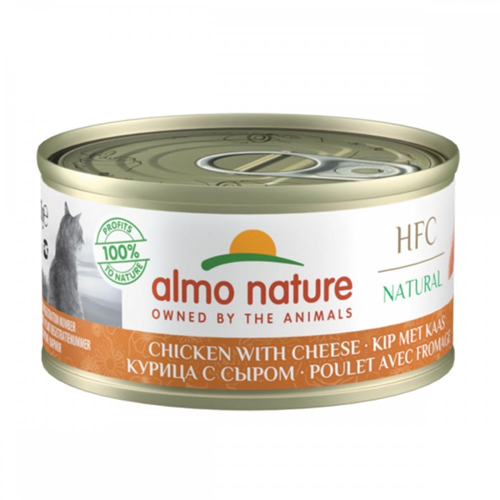 Almo Nature HFC -kissan märkäruoka, kana ja juusto 70 g