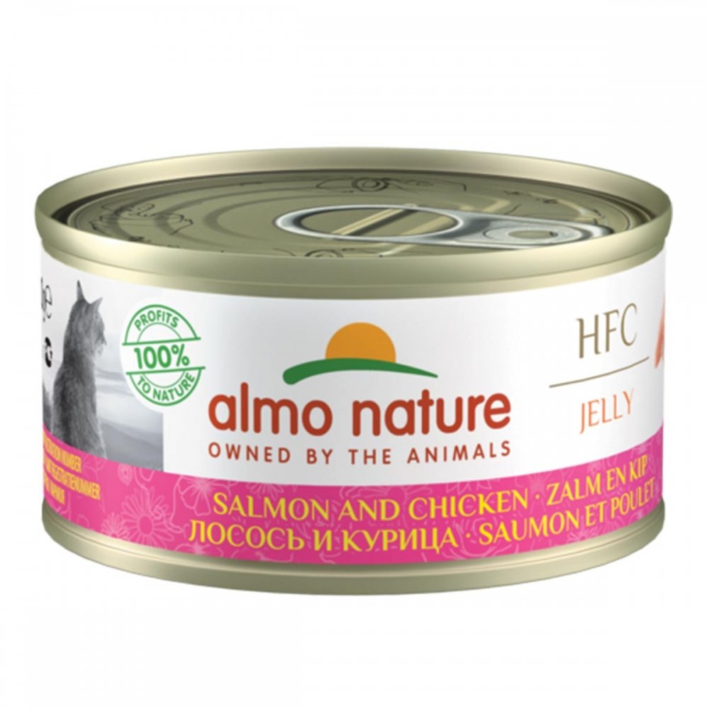 Almo Nature HFC -kissan märkäruoka hyytelössä, lohi ja kana70 g