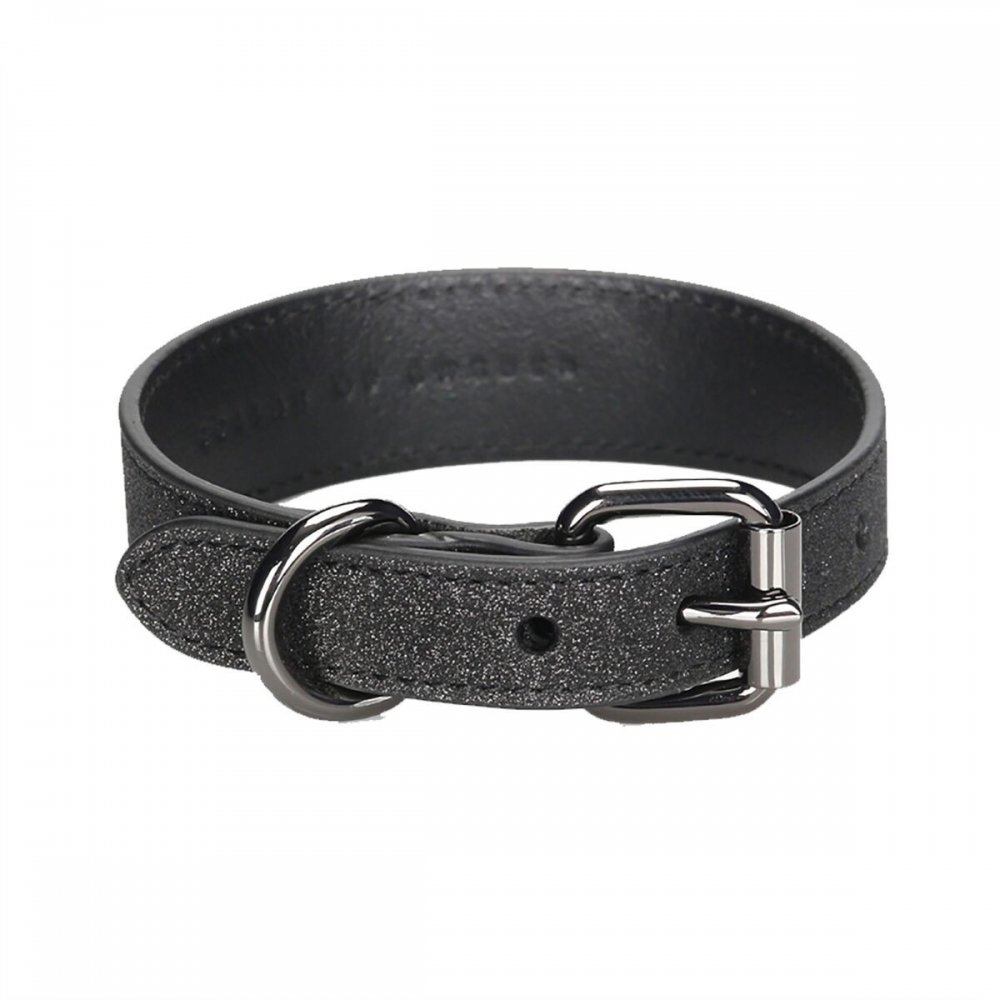 Collar of Sweden kapea solkipanta, musta glitter (M)