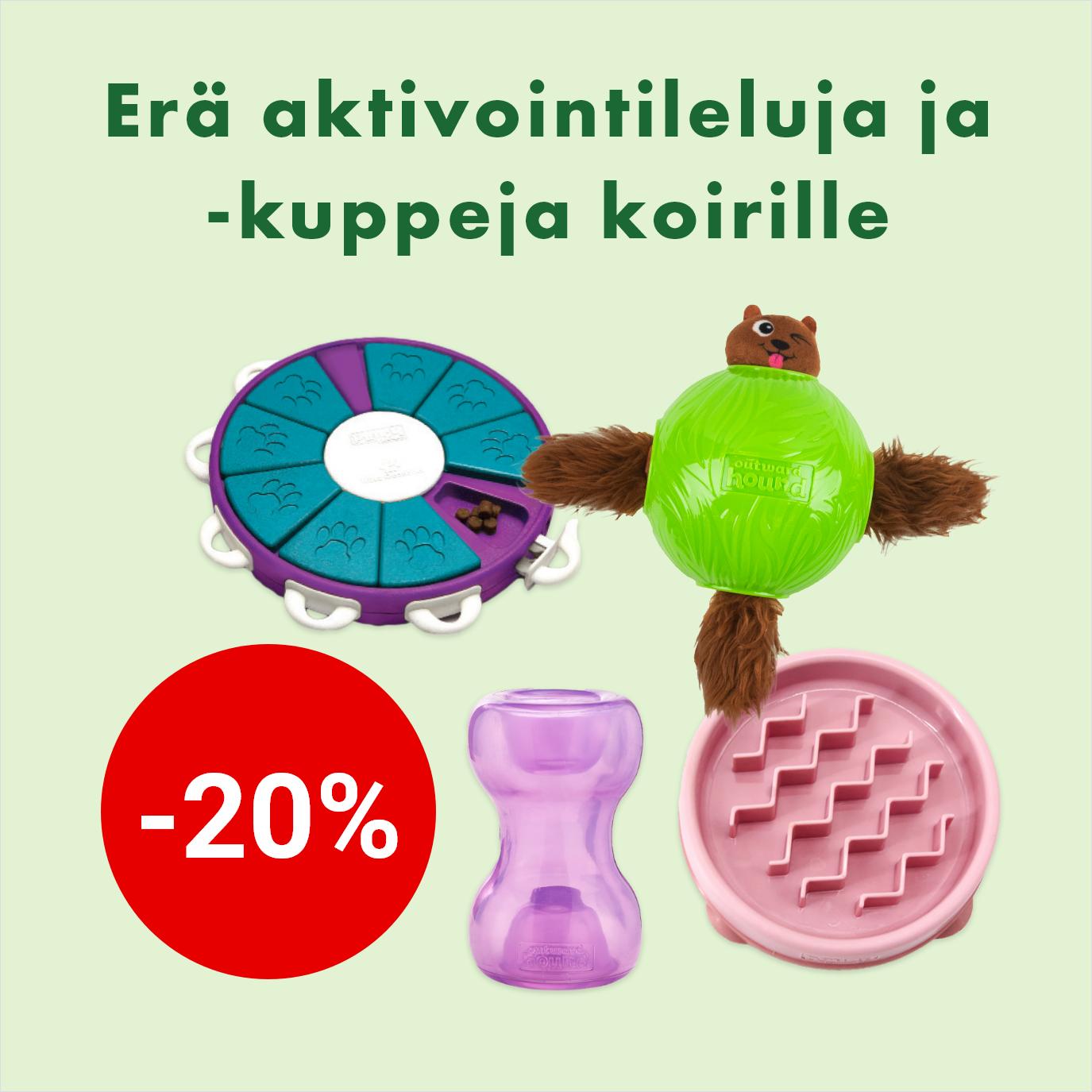 Nina Ottosson ja Outward Hound -aktivointilelut koirille -20%. Tarjous voimassa 31.10.2025 asti.