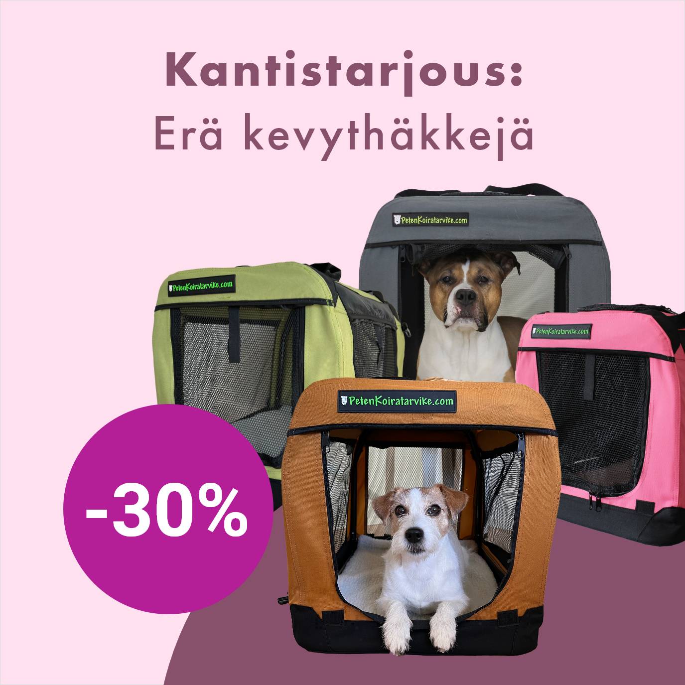 Kantistarjous: erä peteasy kevythäkkejä -30% 31.12. asti