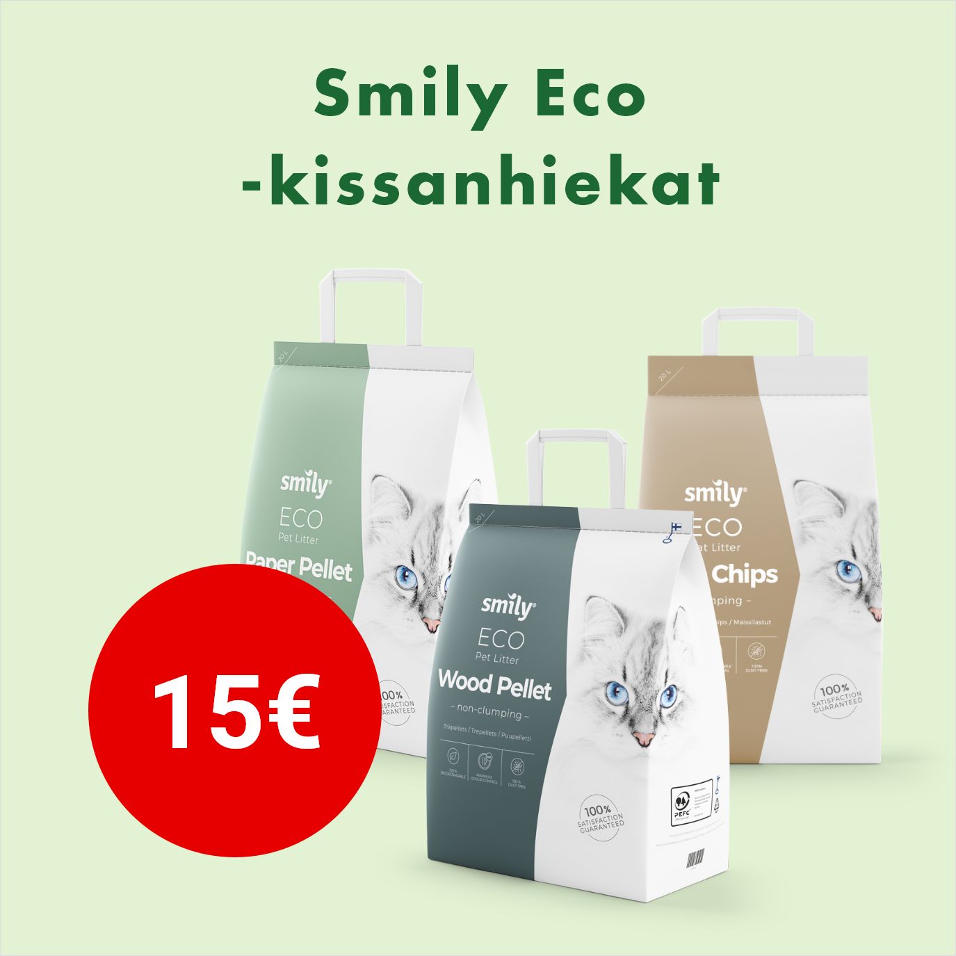 Smily Eco kissanhiekat 15&euro; 22.2. asti
