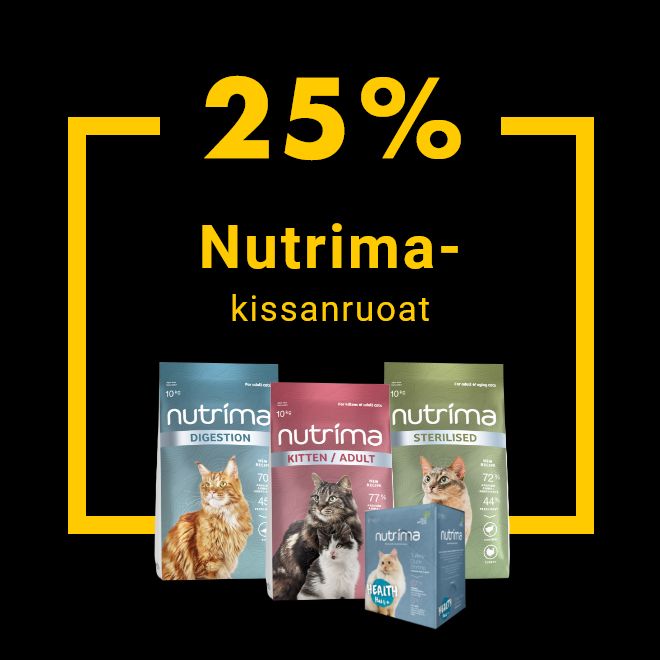 Nutrima-kissanruoat -25% 1.12. asti.