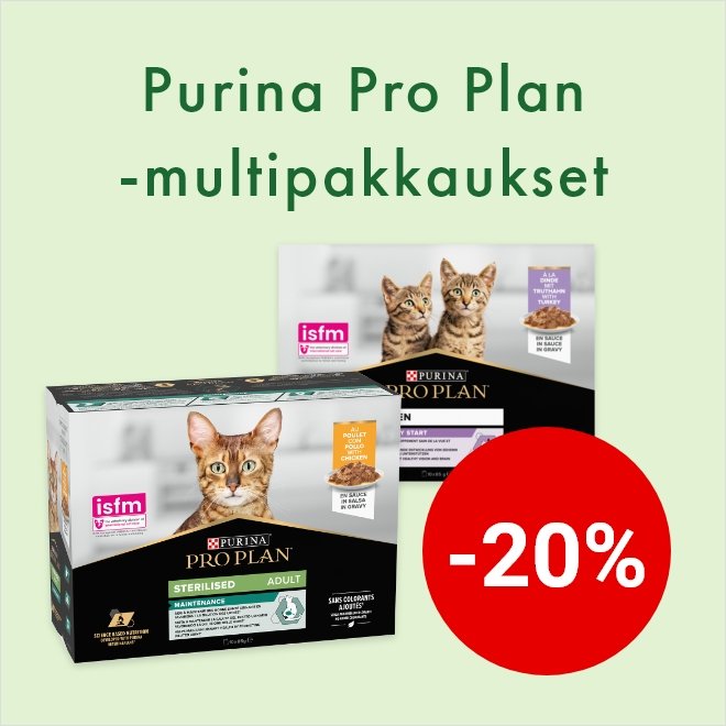 -20% Purina Pro Plan -multipackit kissalle