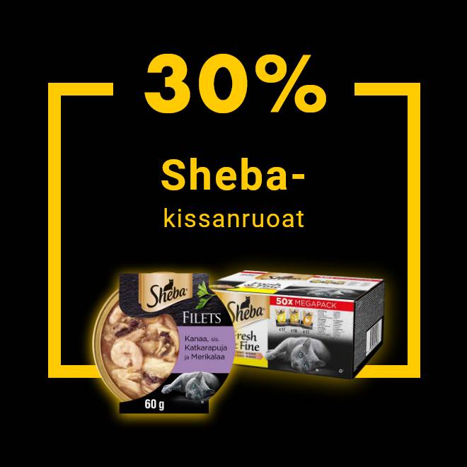 Sheba-kissanruoat ja -herkut -30% 1.12. asti