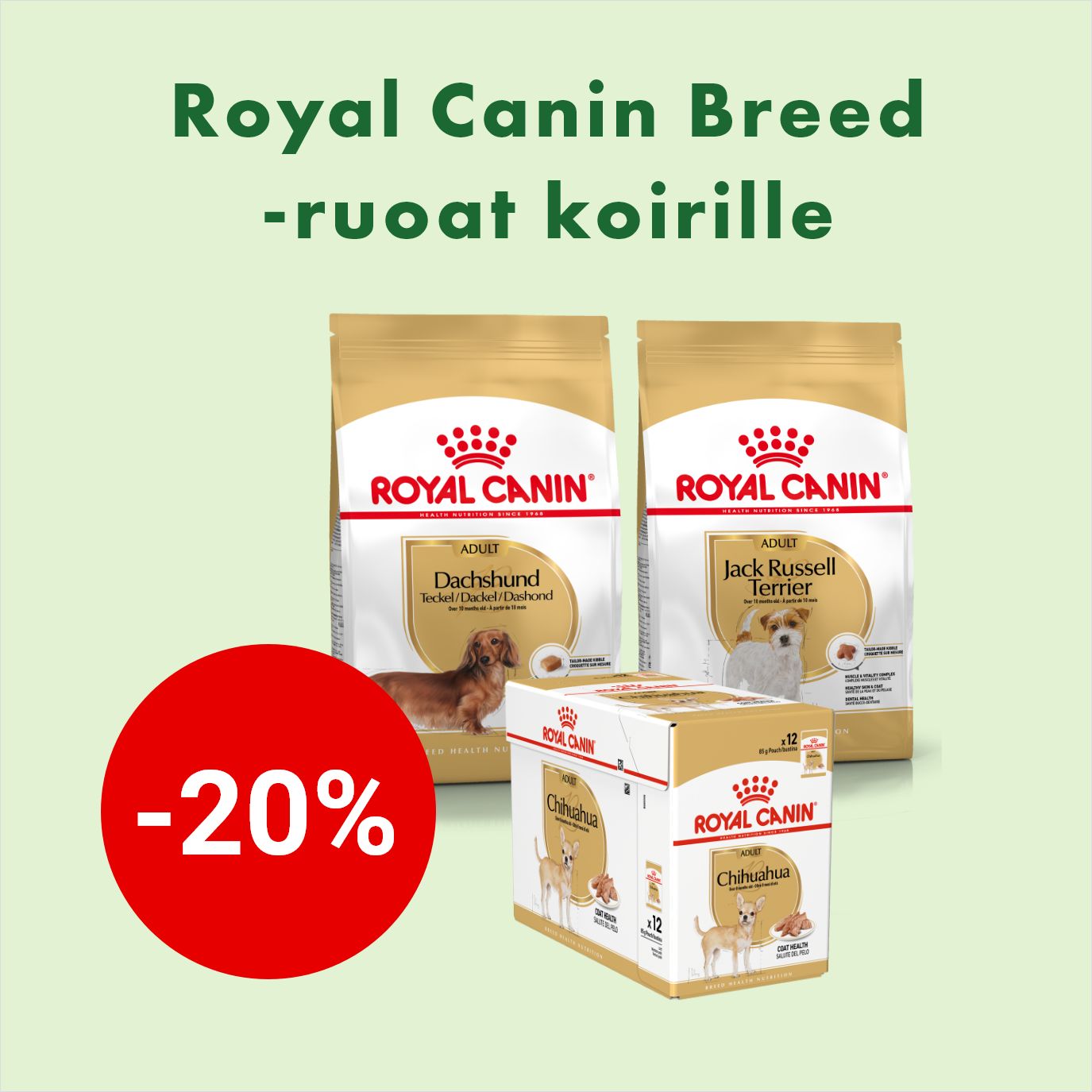 -20% Royal Canin Breed -koiranruoat (adult)