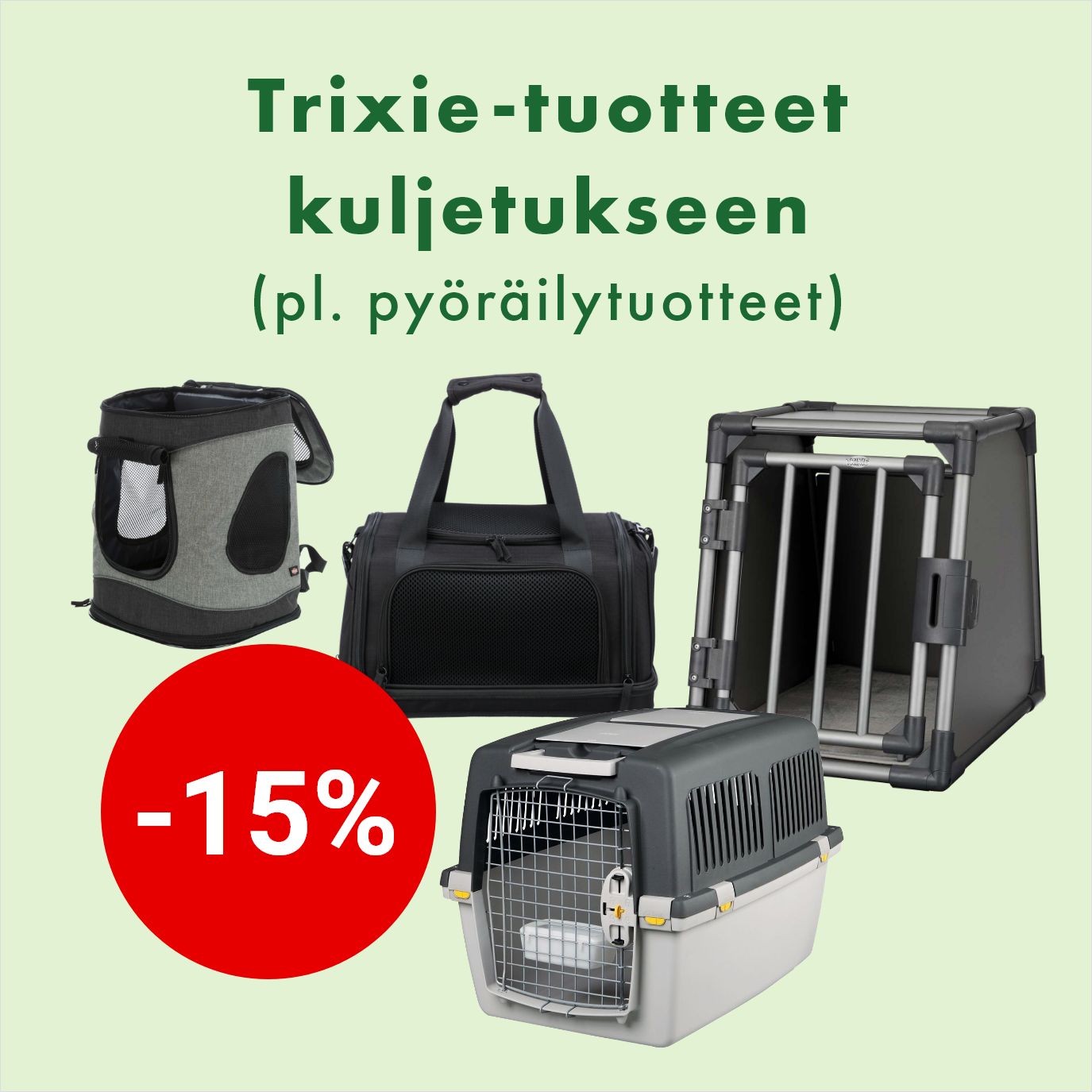 Er&auml; Trixie-kuljetush&auml;kkej&auml; ja -laukkuja -15% 28.2.2026 asti.