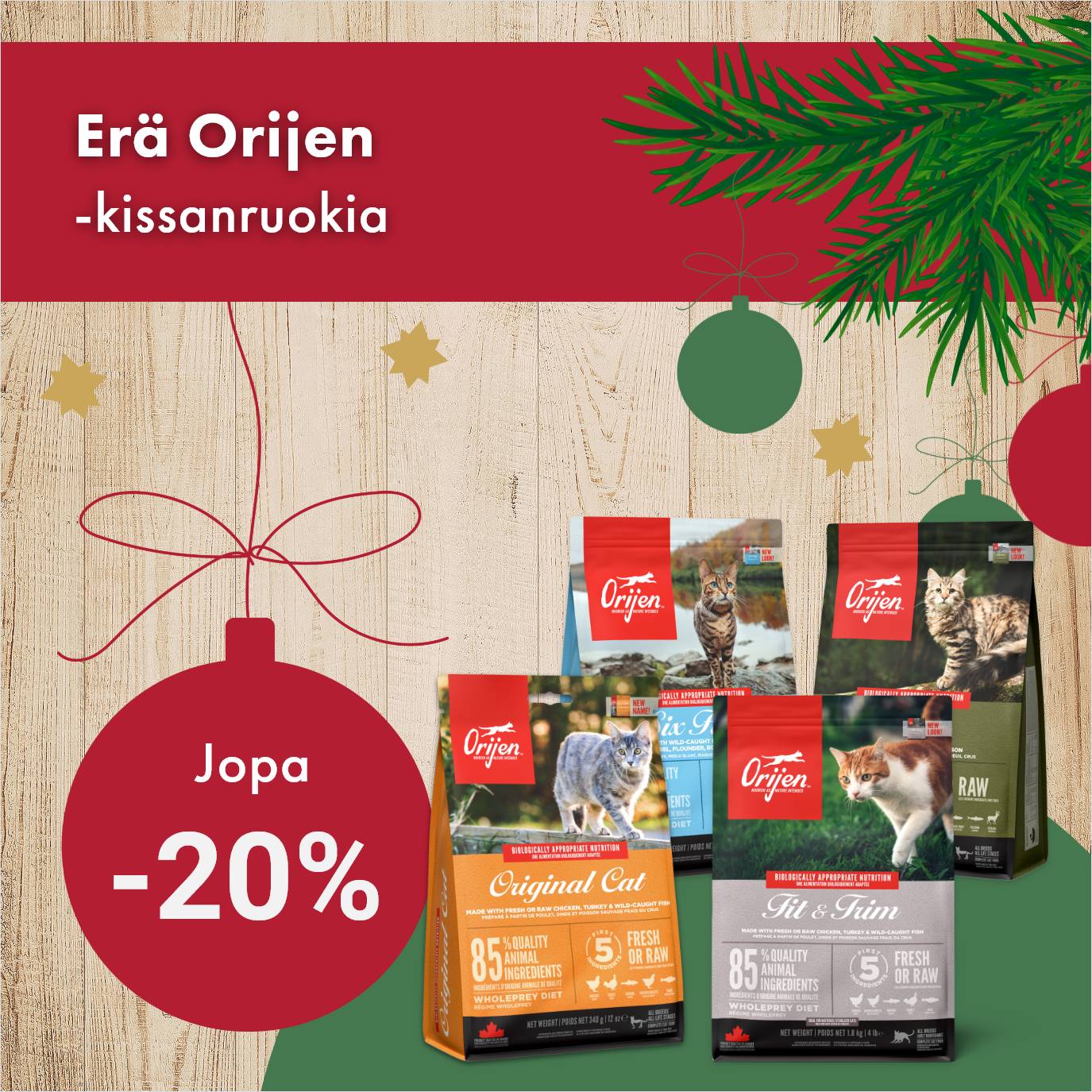Orijen-kissanruoat jopa -20% 31.12. asti