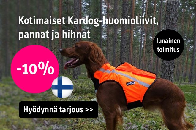 Kotimaiset Kardog-huomioliivit, pannat ja hihnat (pl. kevlar-liivi) -10%