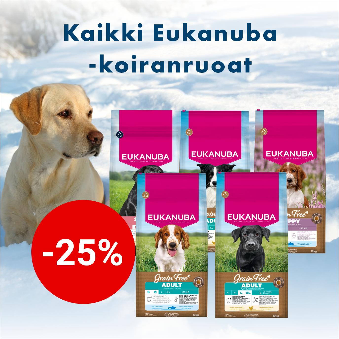 Eukanuba koiranruoat -25% 28.2.2026 asti.