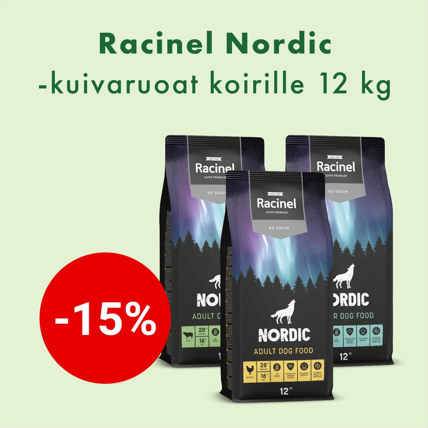 -15% Racinel Nordic -koiran kuivaruoat