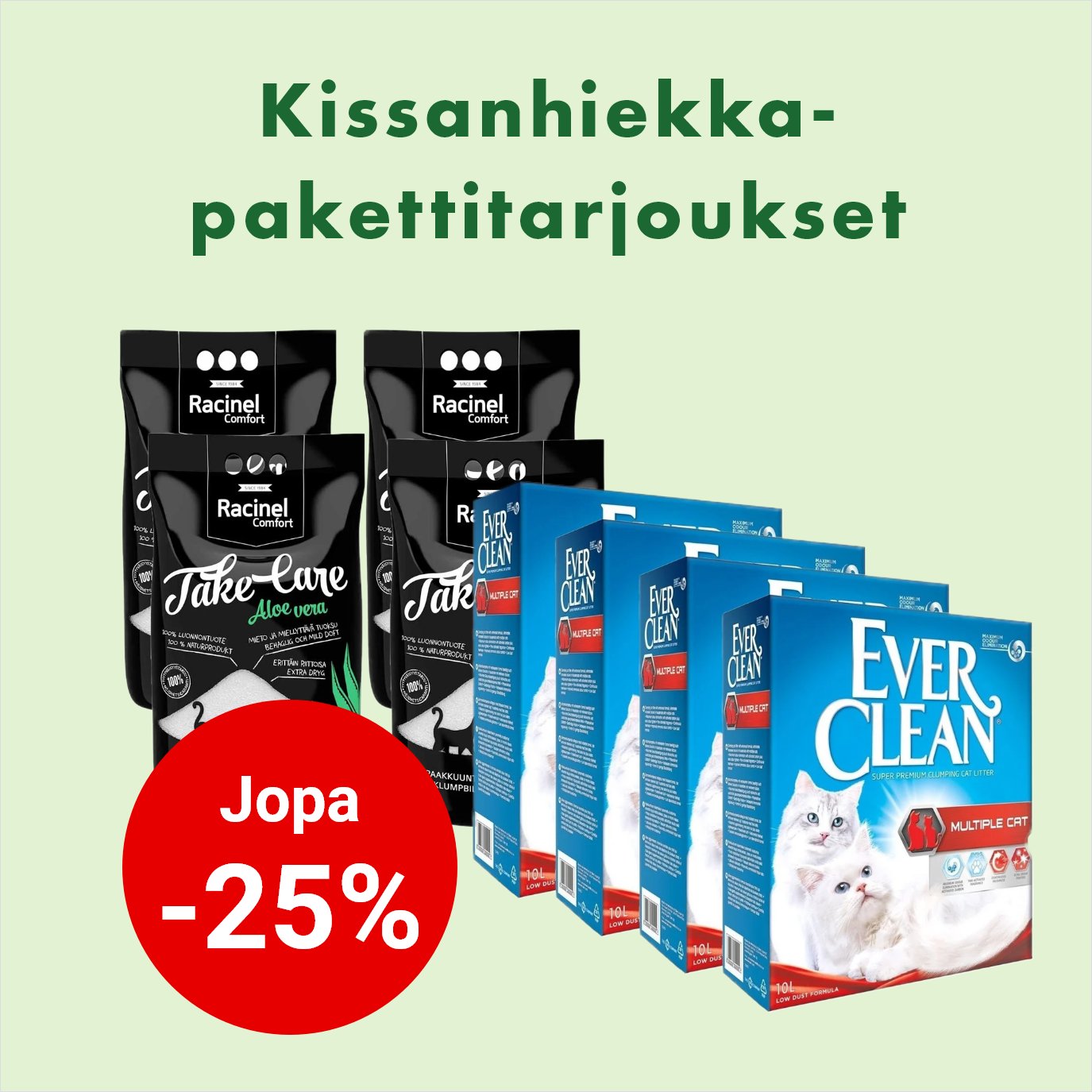 Kissanhiekat pakettitarjouksessa - osta enemm&auml;n ja s&auml;&auml;st&auml;