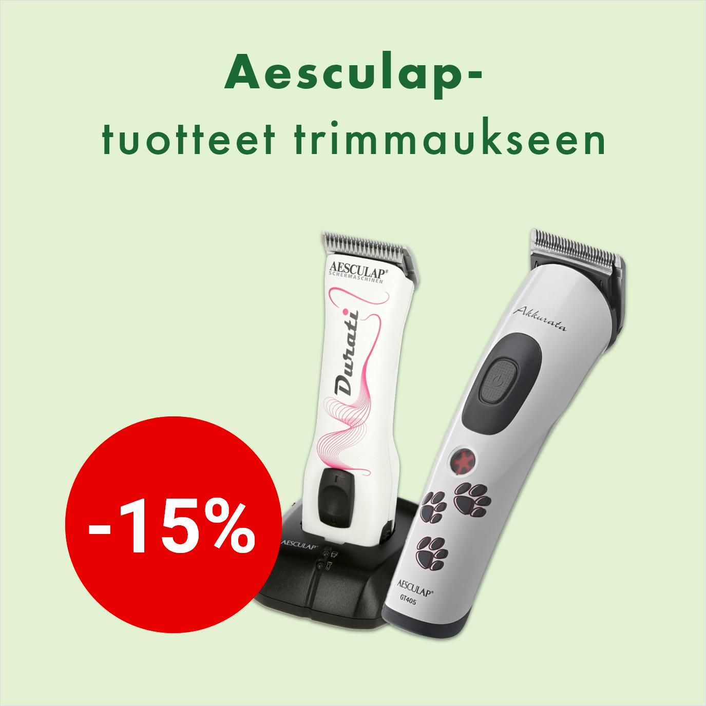 Aesculap-trimmauskoneet ja -ter&auml;t -15% 28.2. asti.