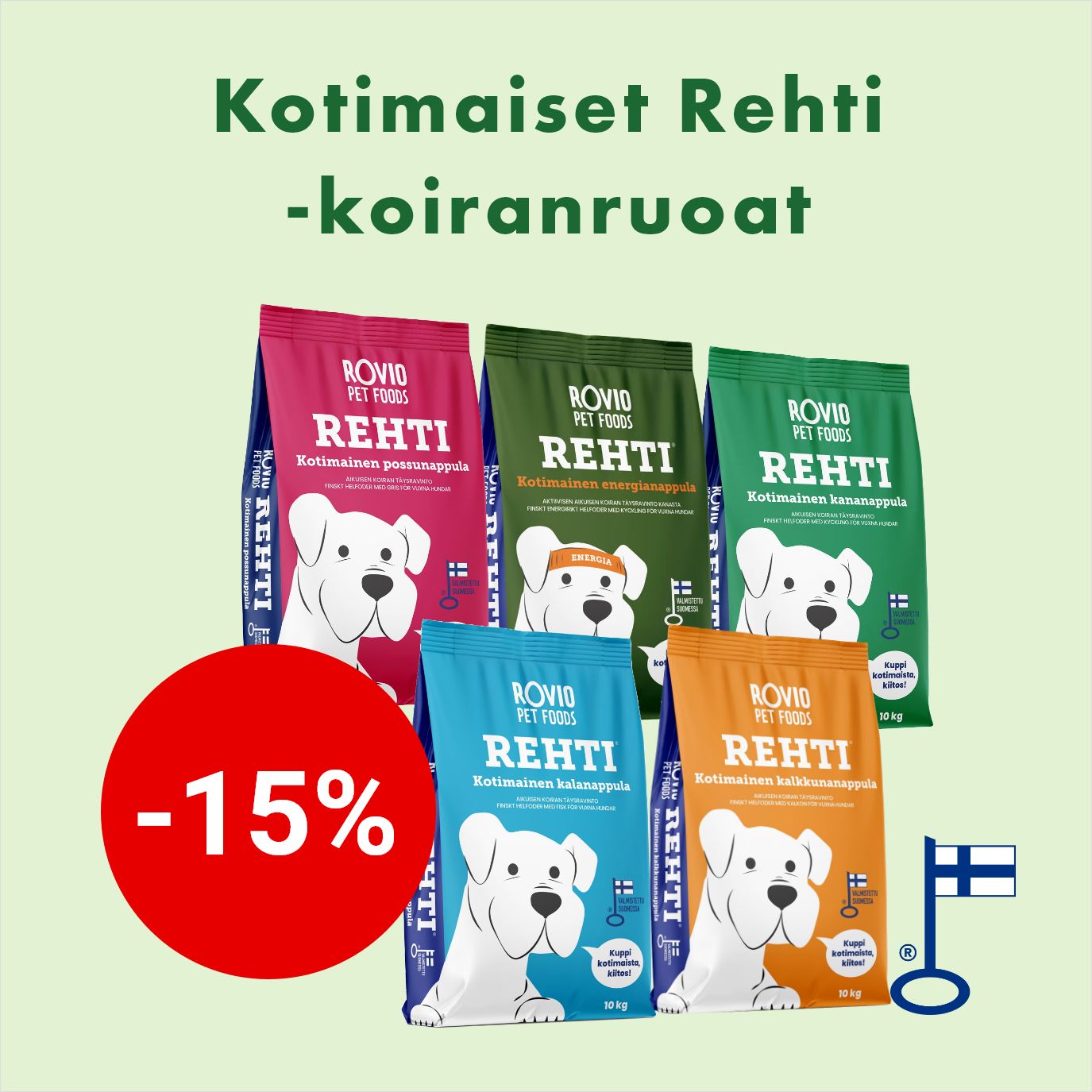 Rehti-koiranruoat 10kg -15% 28.2. asti