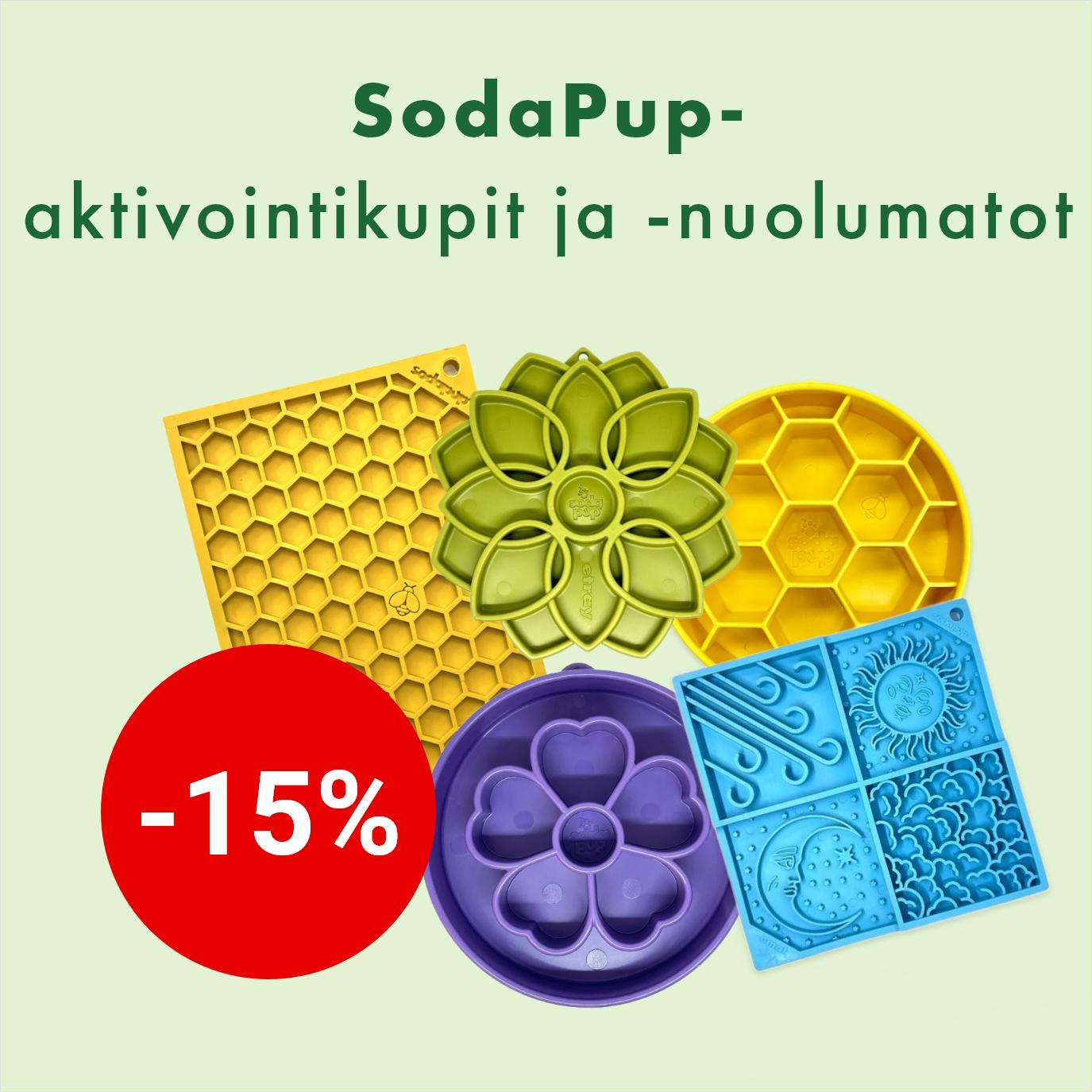 -15% Sodapup-aktivointikupit ja -nuolumatot