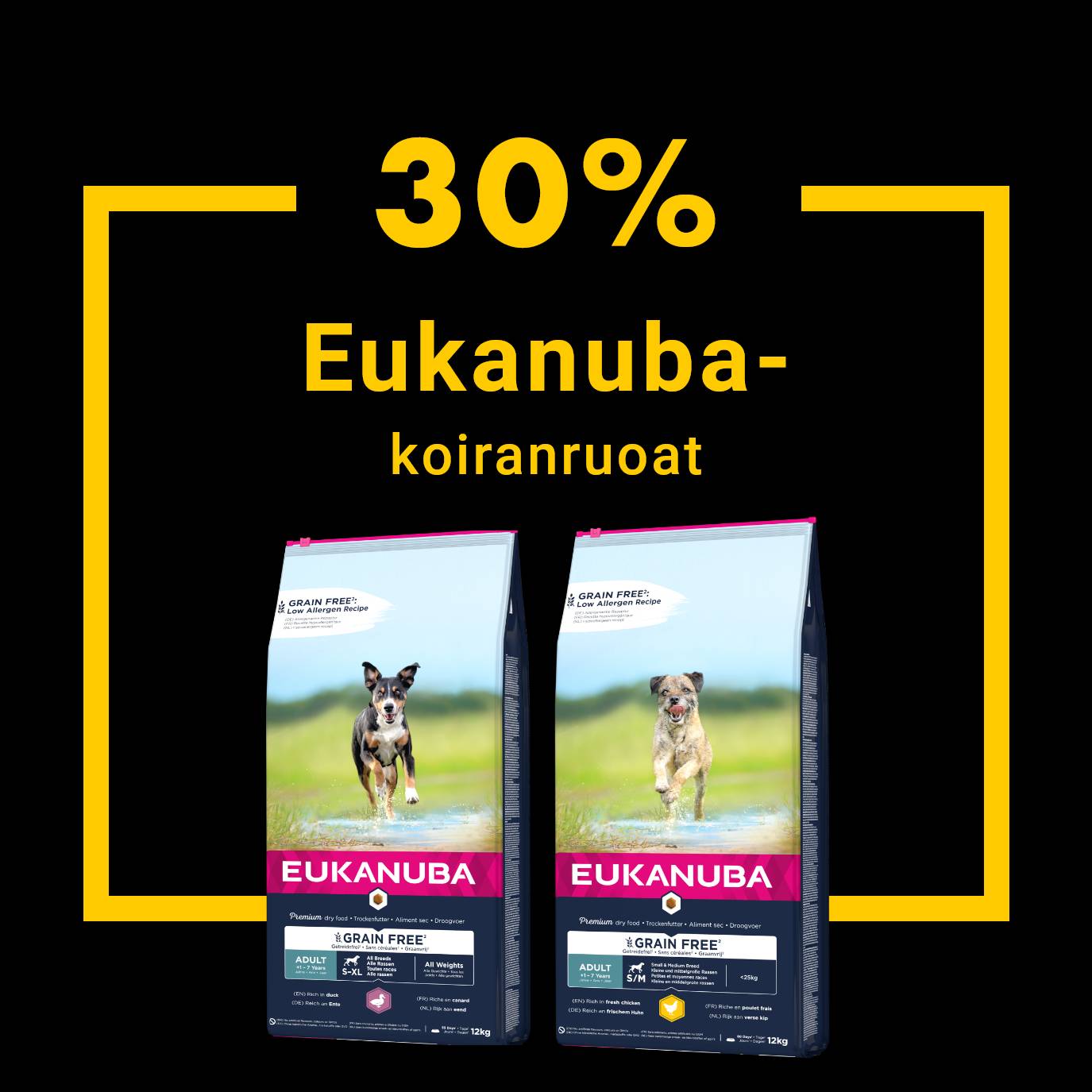 Eukanuba-koiranruoat -30% 1.12. asti