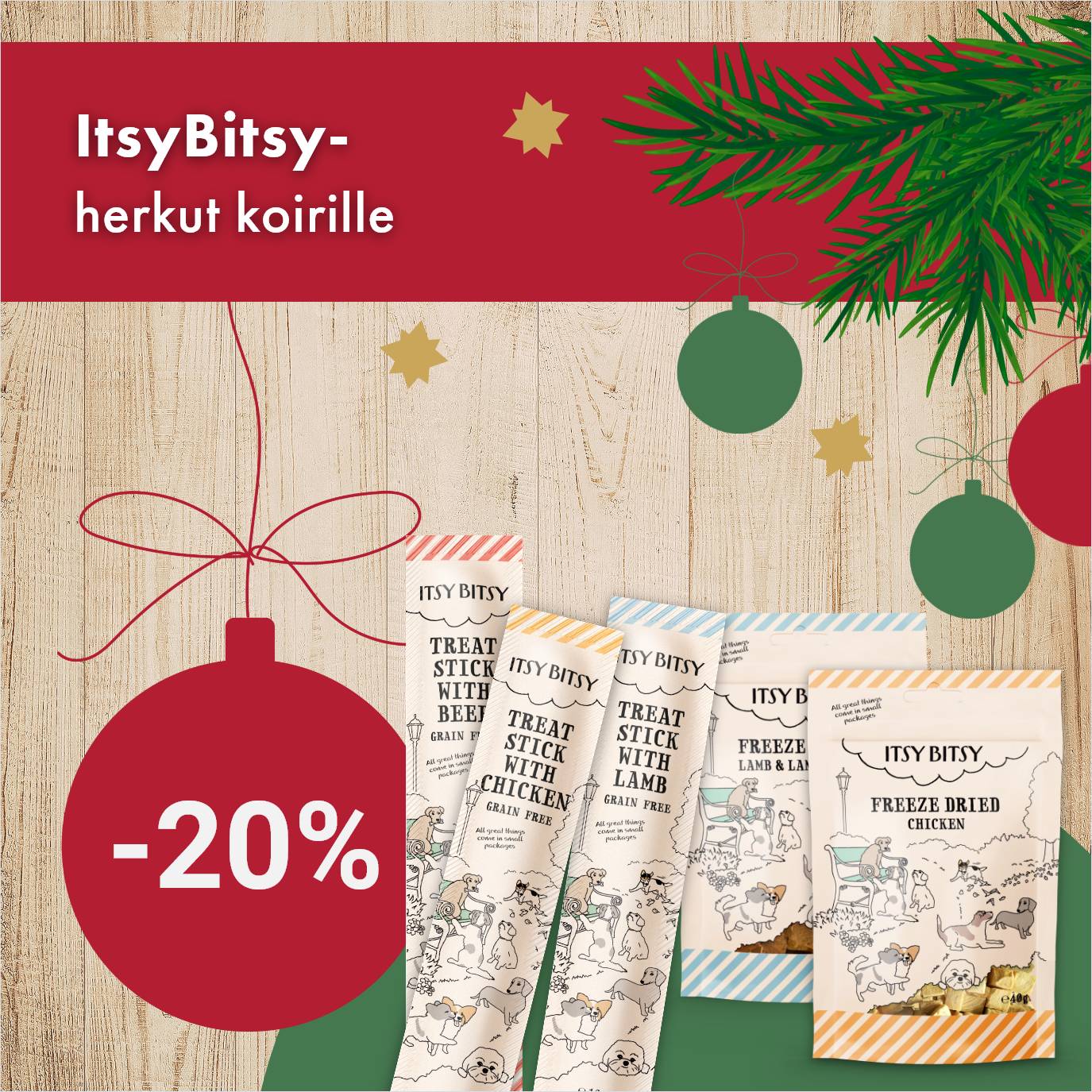 Itsy Bitsy -herkut koiralle -20% 30.11. asti.