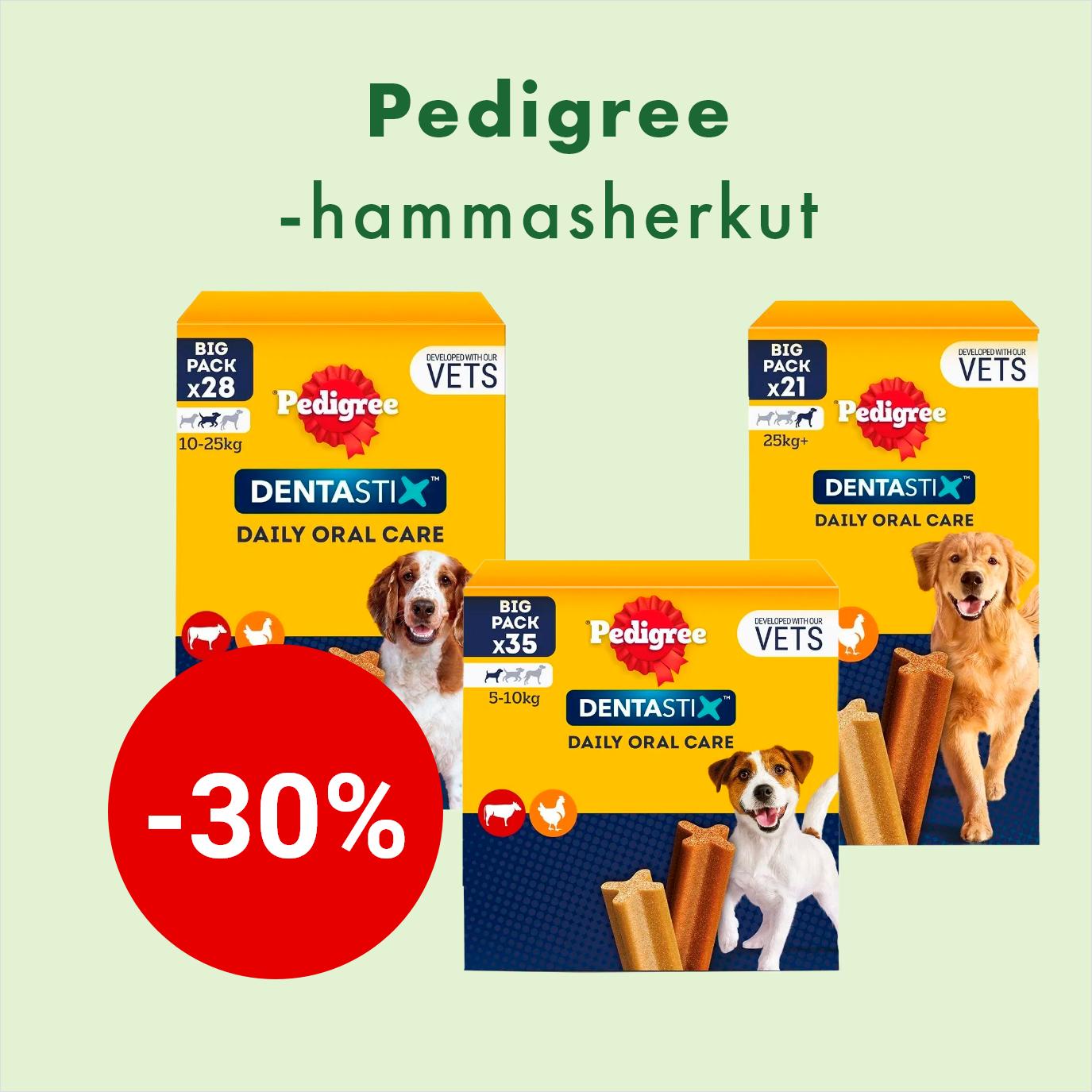 Pedigree hammasherkut -30% 30.9. asti.