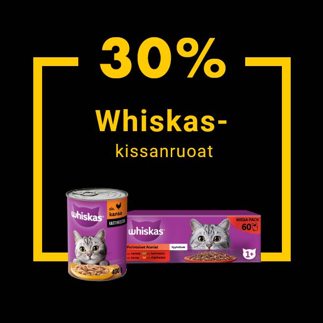 Whiskas-kissanruoat -30% 1.12. asti
