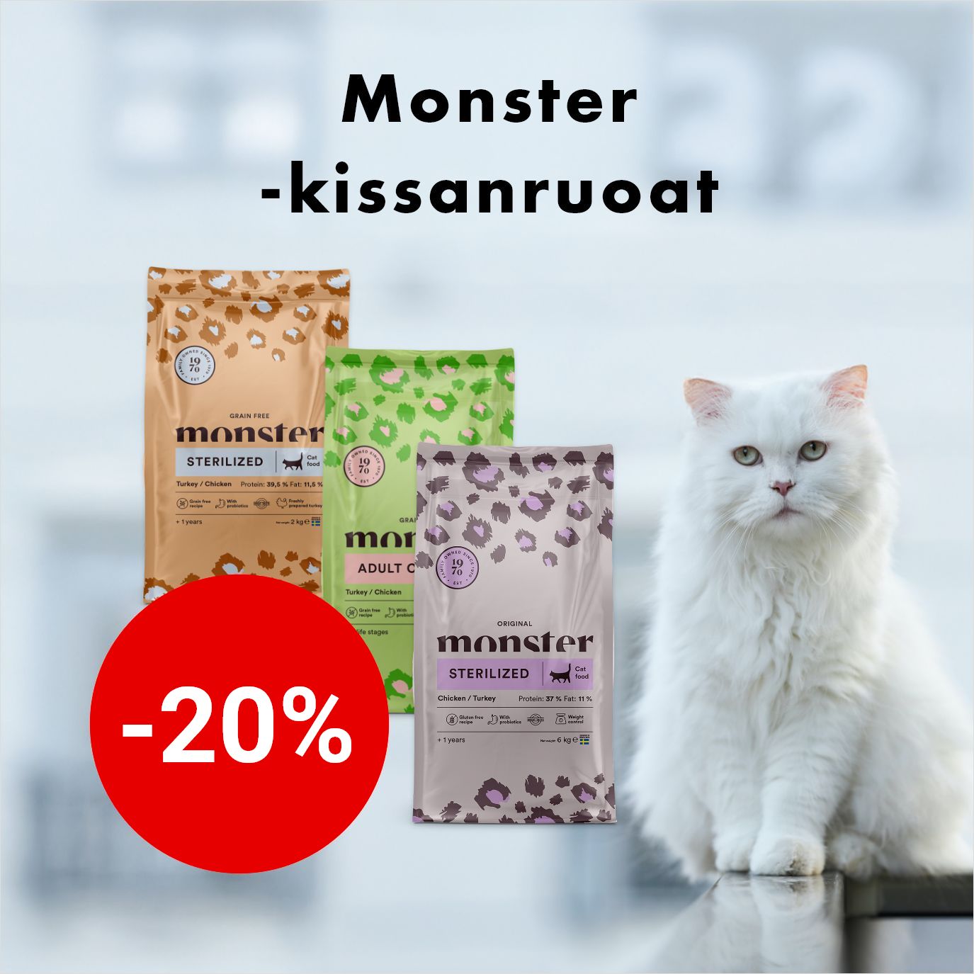 Monster-kissanruoat -.20% 28.2. asti.
