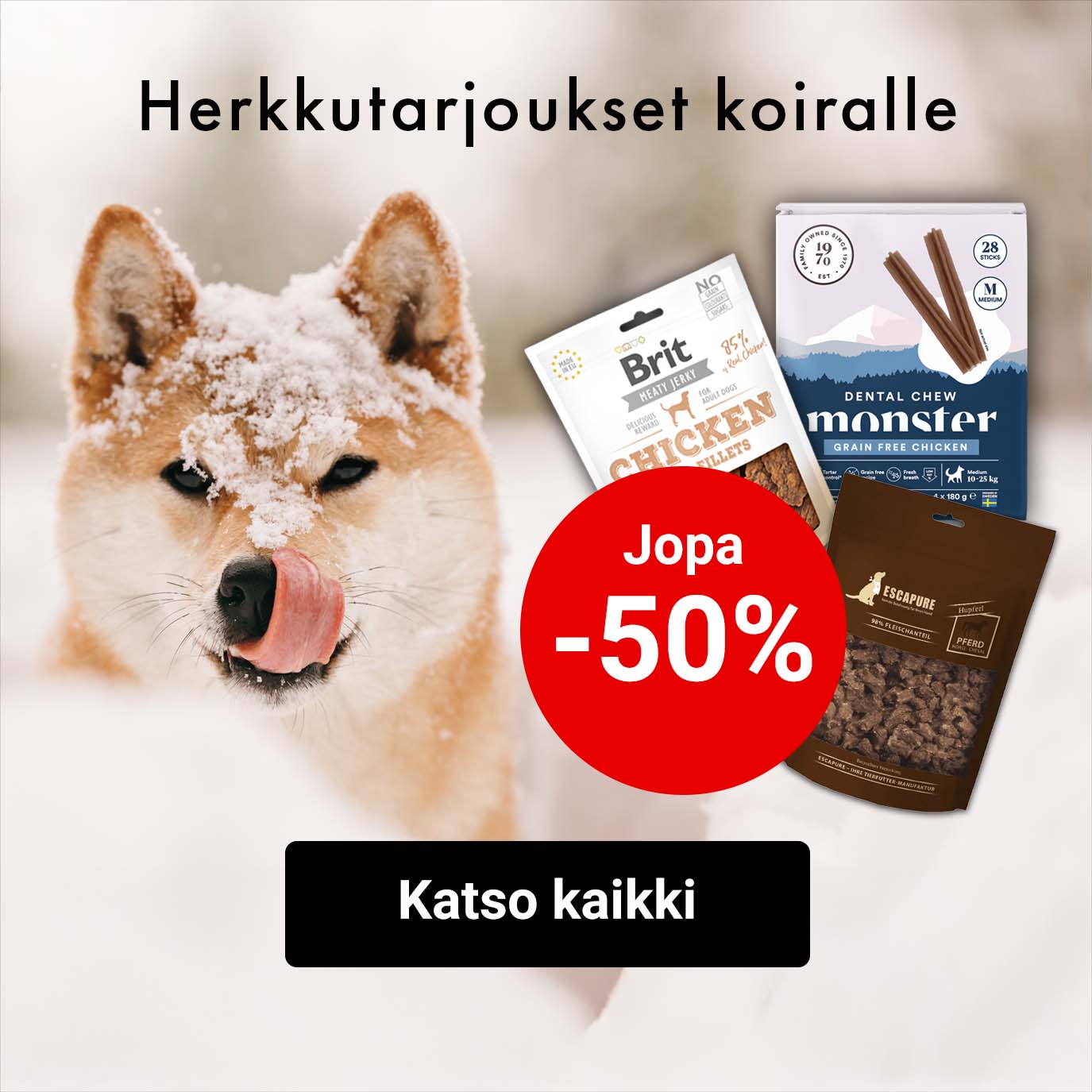 Koiran herkkutarjoukset jopa -50%