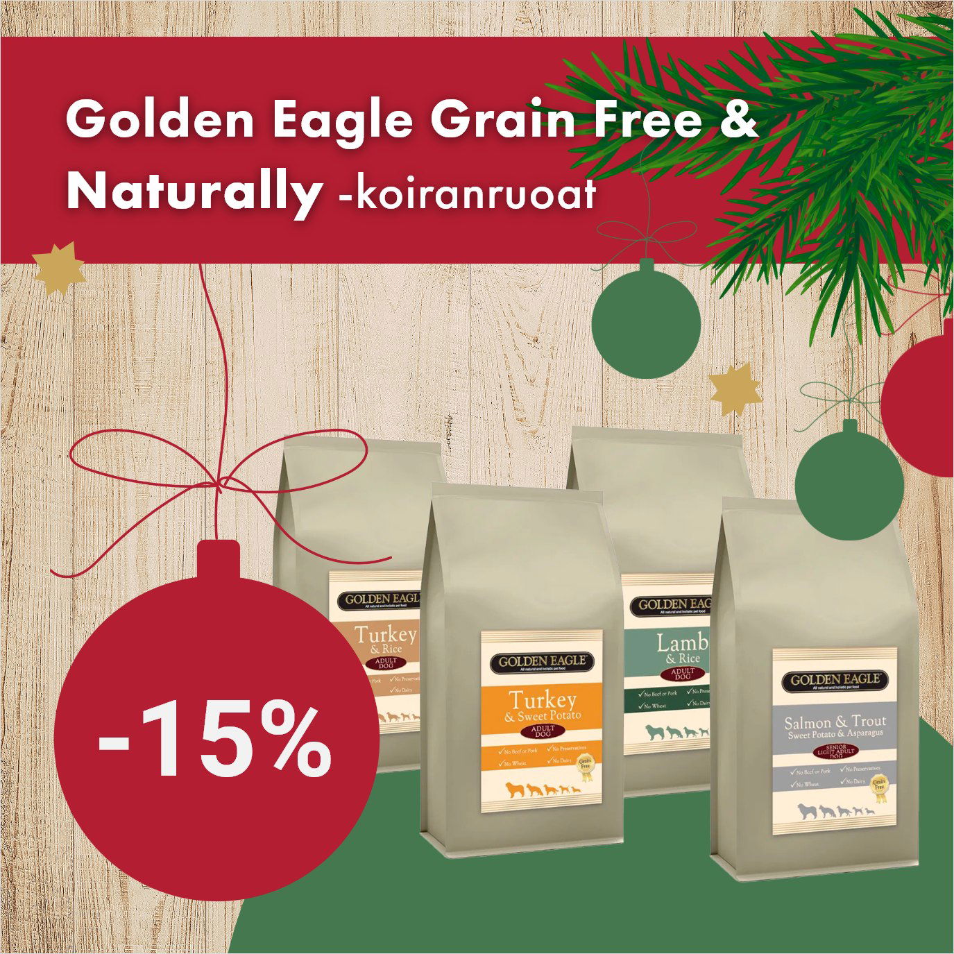 Golden Eagle Grainfree & Naturally 10kg -15% 31.12. asti