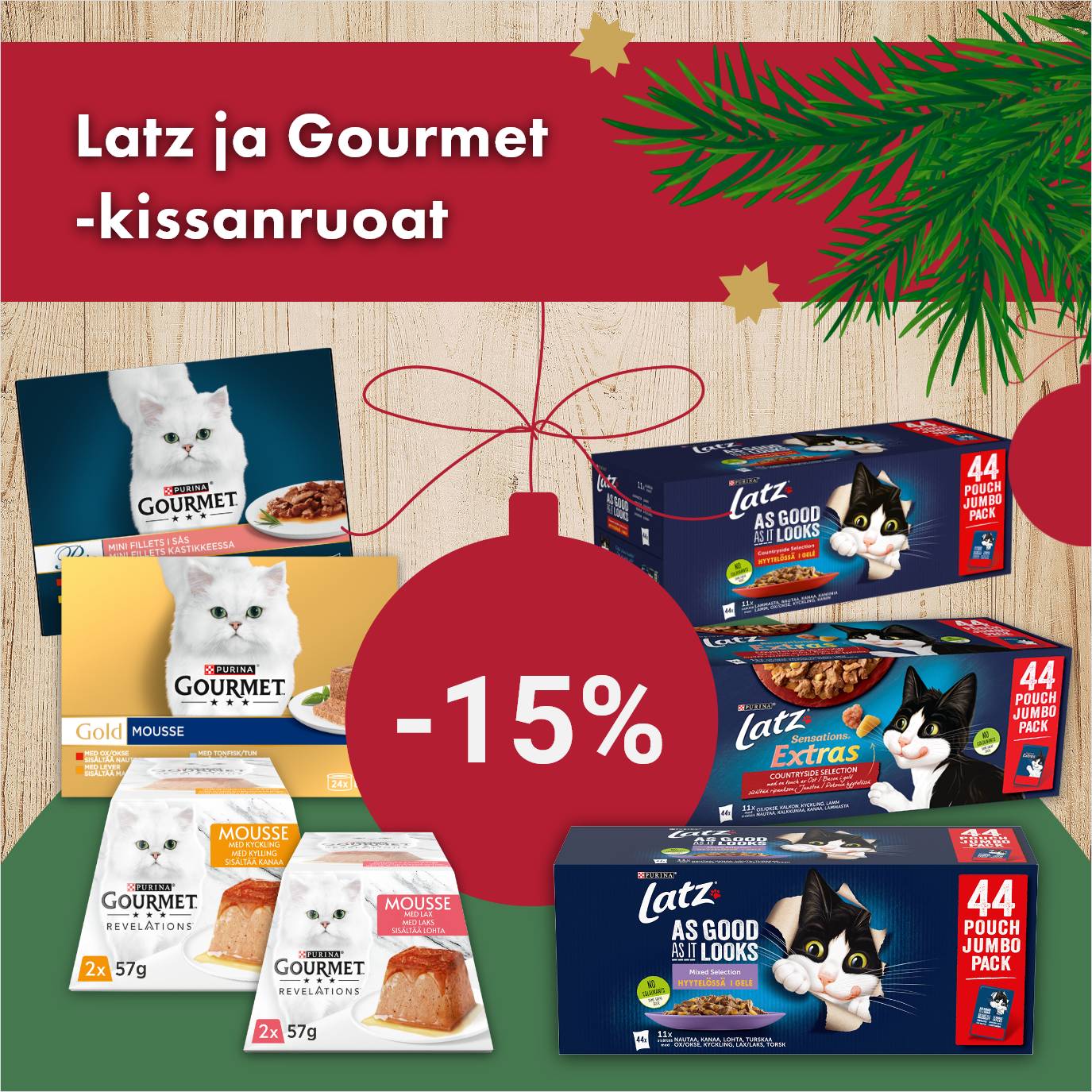 Latz & Gourmet kissanruoat -15% 31.12.asti