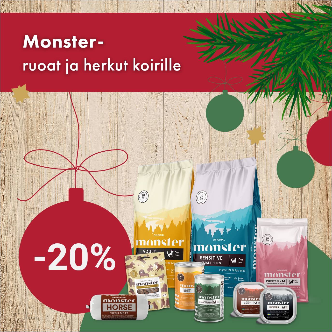Monster-koiranruoat ja herkut -20%