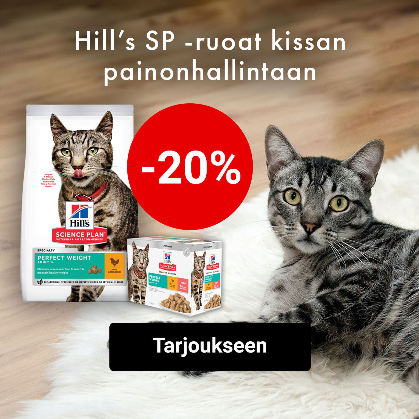 -20% Hills SP -ruoat kissan painonhallintaan