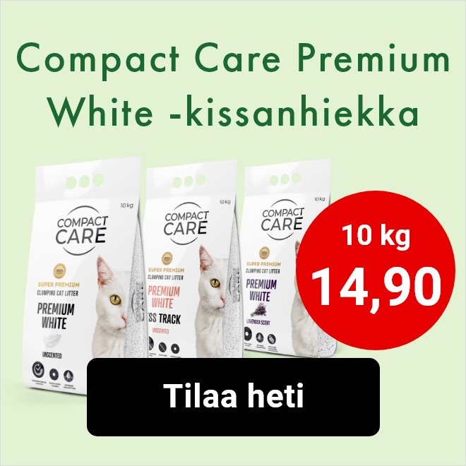 Compact Care Premium White -kissanhiekka 14,90€