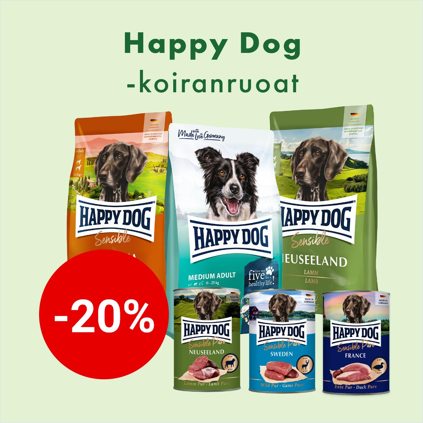 -20% Happy Dog -koiranruoat