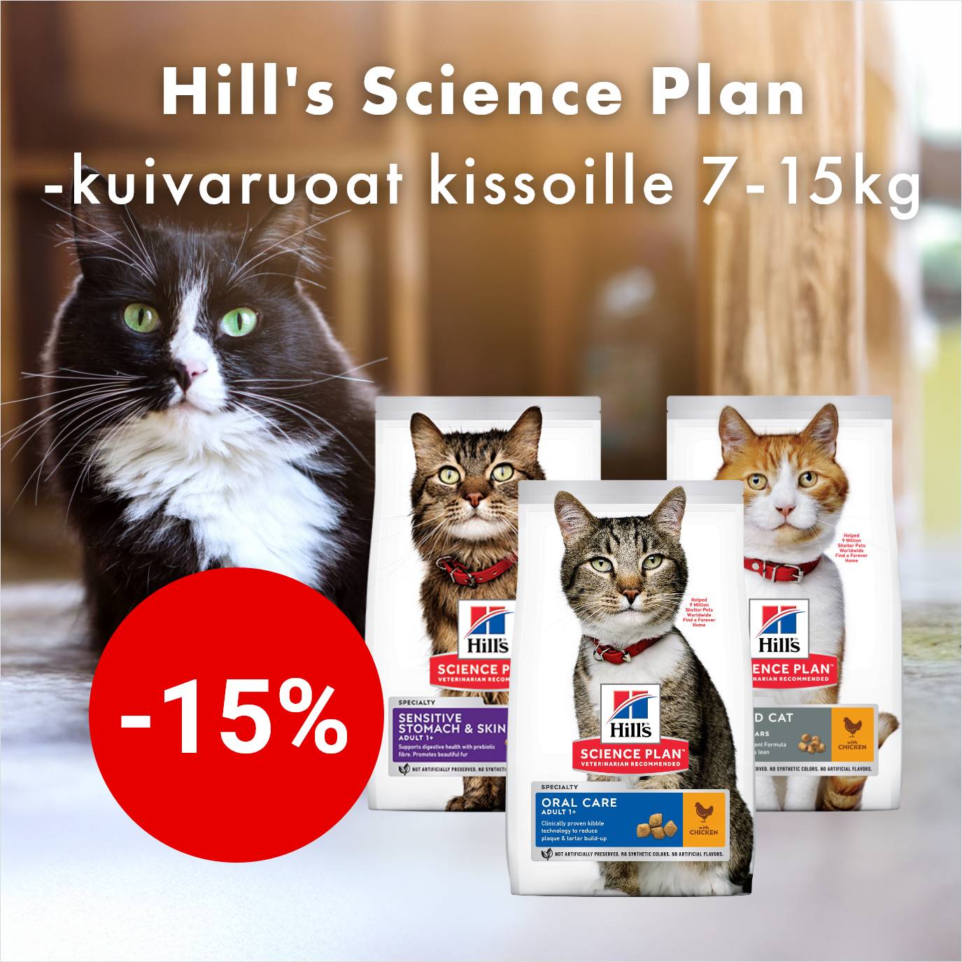 Hills Science Plan -kissan kuivaruoat (7-15kg) -15% 31.10.2025 asti