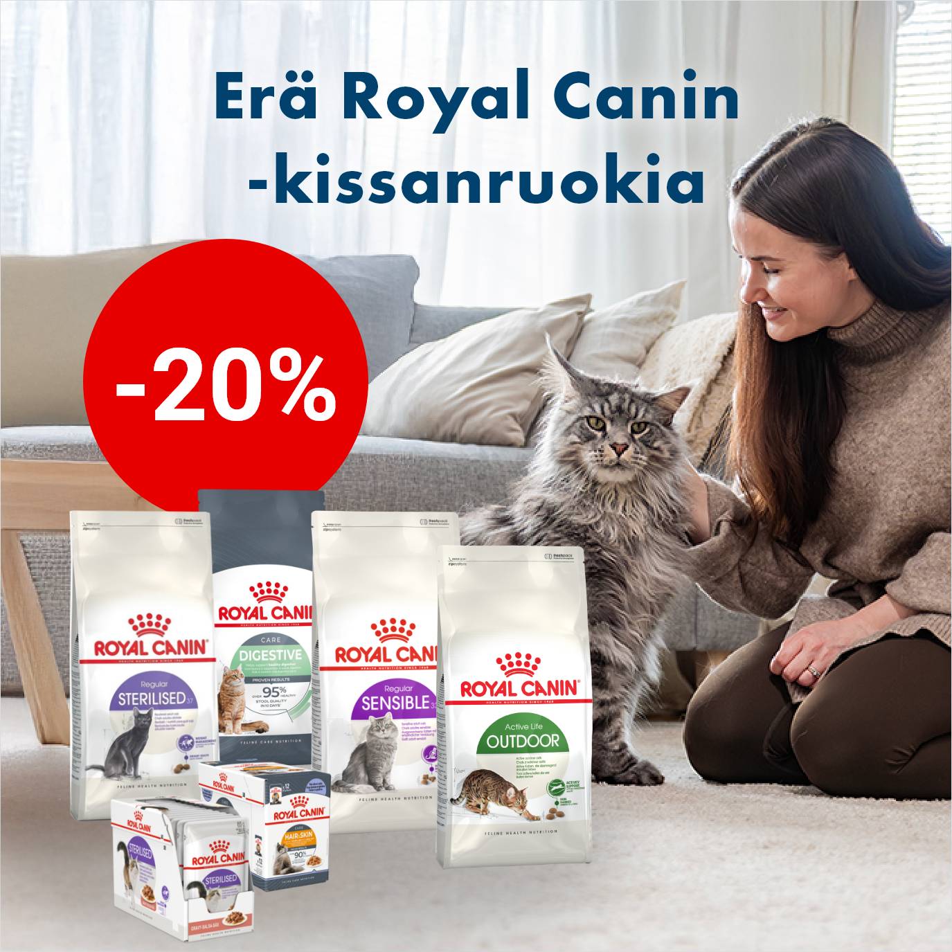 Royal Canin Care ja Feline Health Nutrition -kissanruoat -20% 28.2. asti.