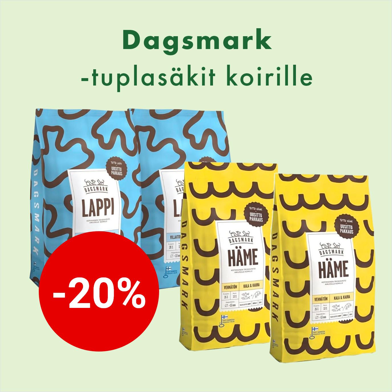 Dagsmark-tuplasäkit -20%. Kampanja voimassa 30.9. asti.