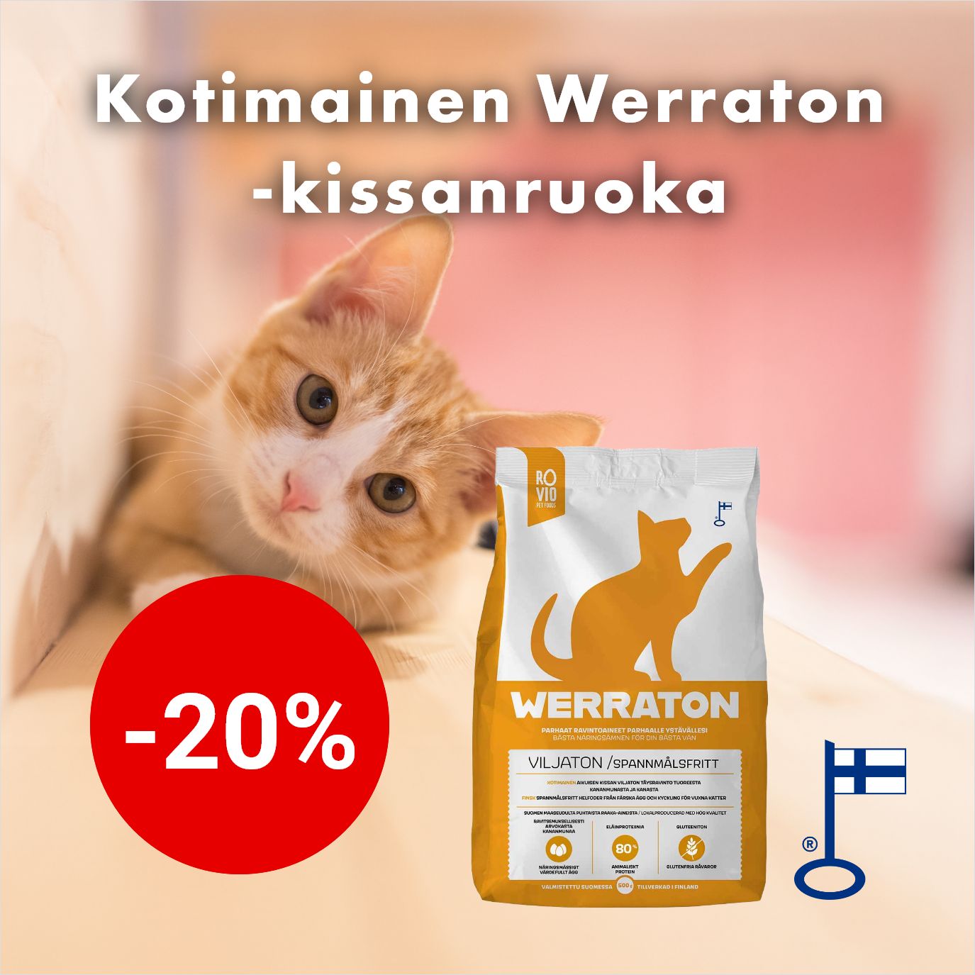 -20% Werraton Viljaton -kissanruoka