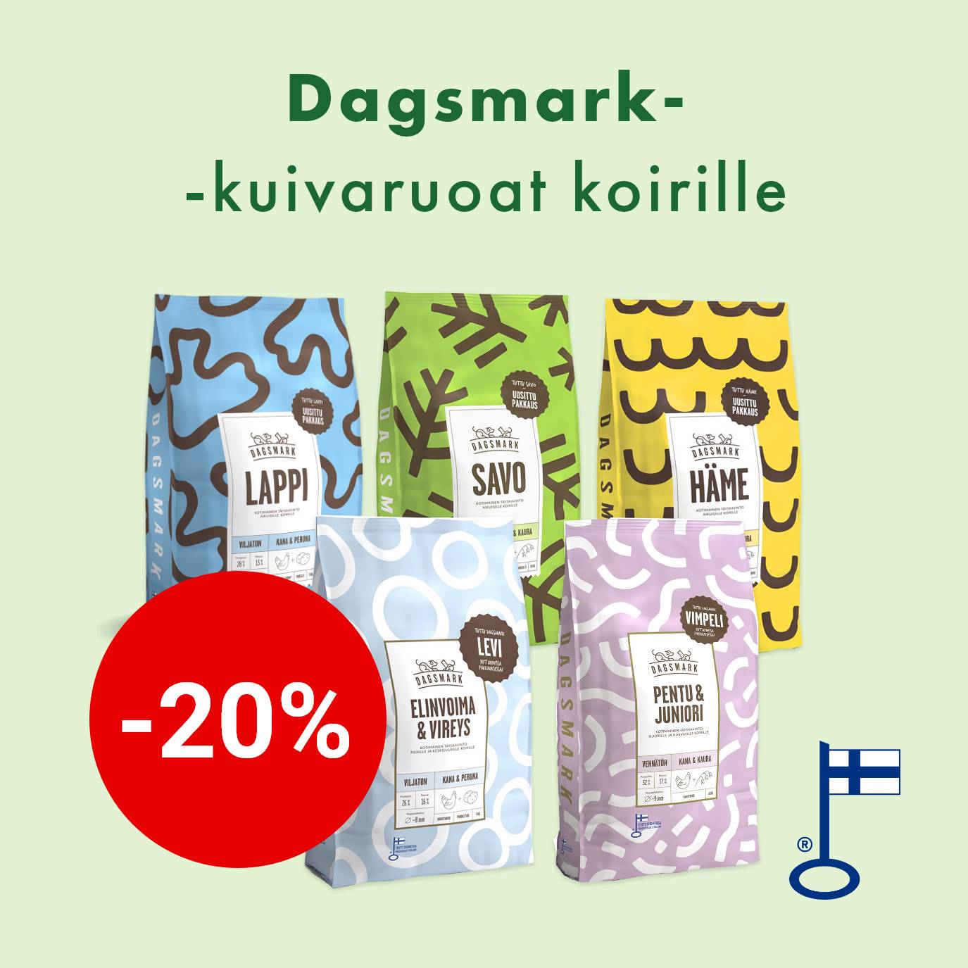Dagsmark koiran kuivaruoat -20% 31.1.2026 asti