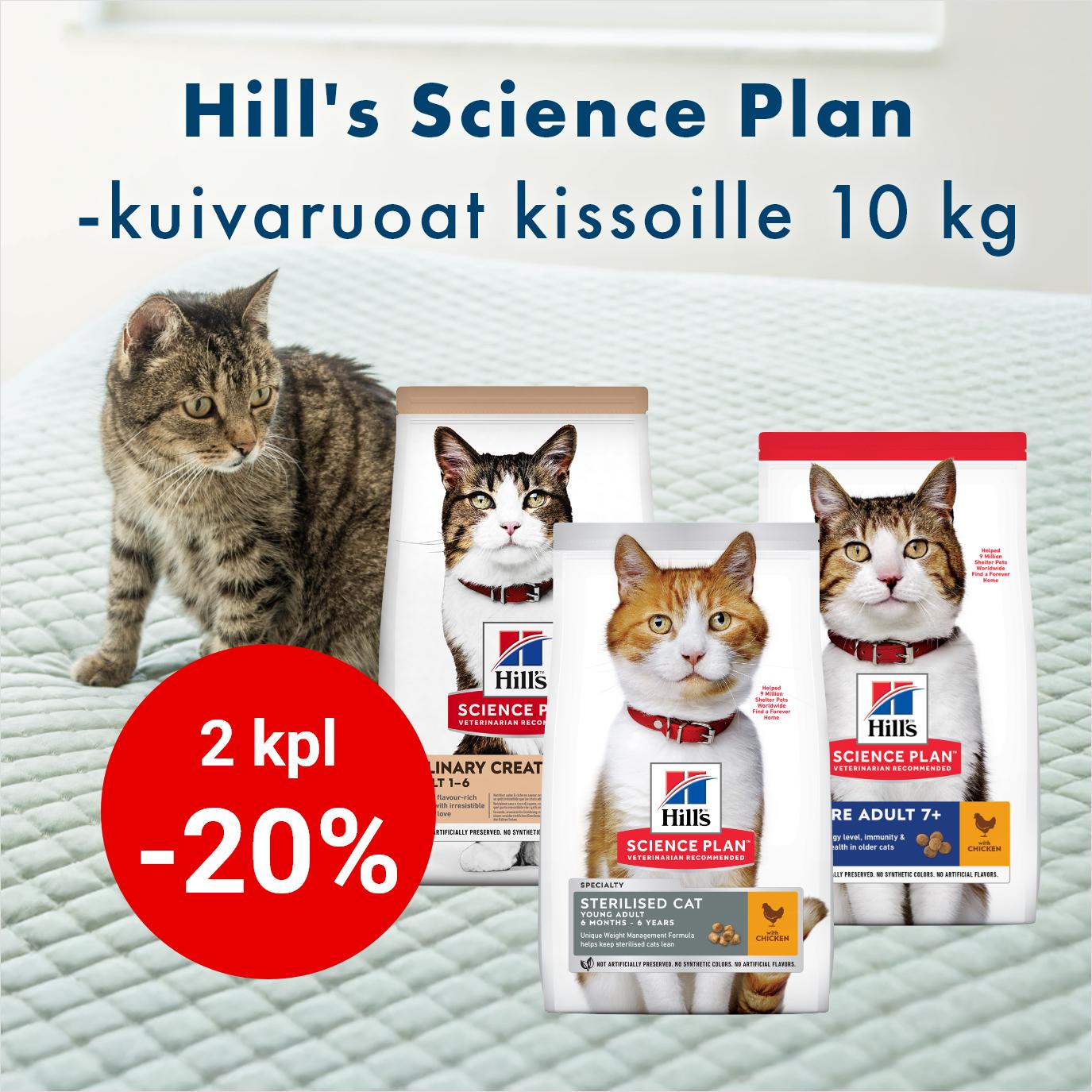 2 kpl -20% Hills Science Plan -kissanruoat (10kg) 30.9. asti.
