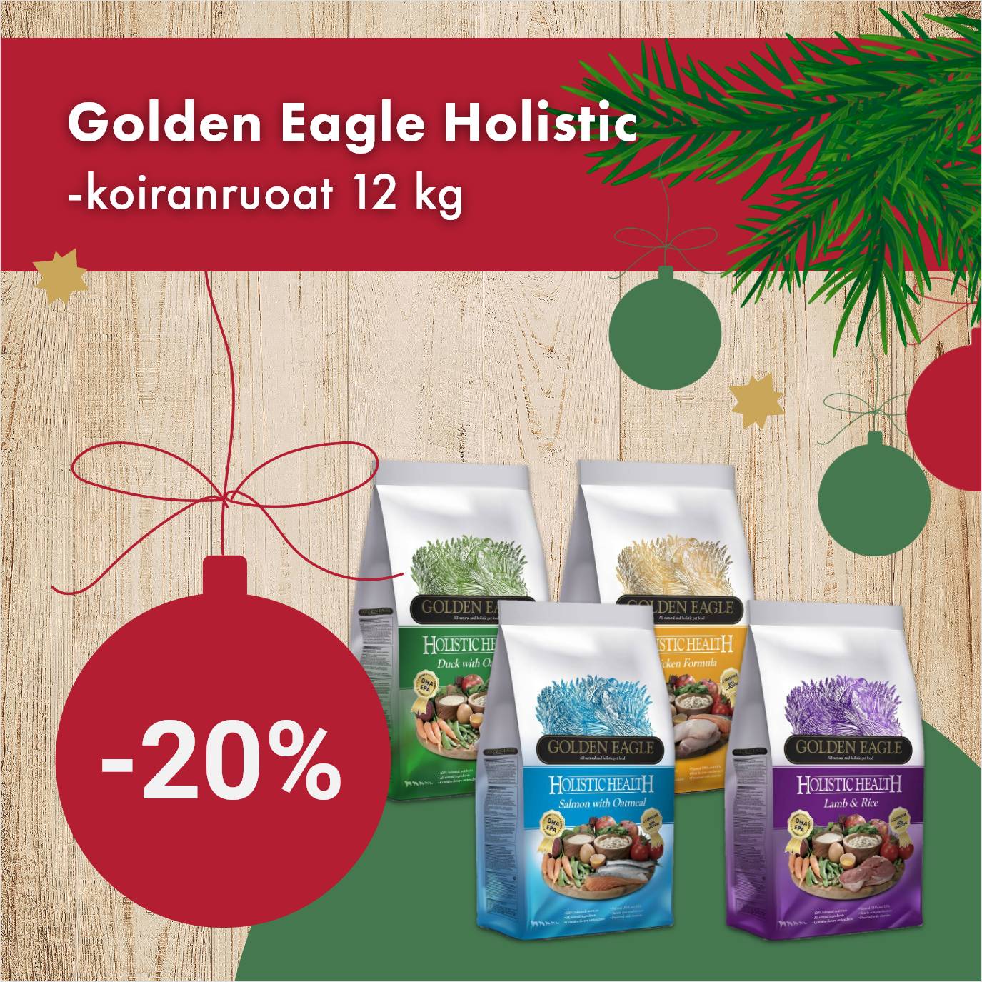 Golden Eagle Holistic 12kg koiranruoat -20% 15.12. asti.