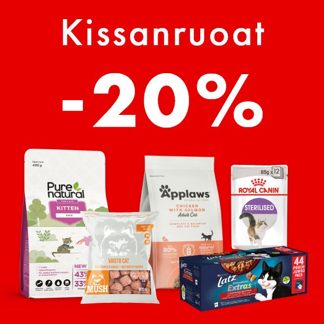 Kissanruoat -20% koodilla LAHJA20 15.12. asti.