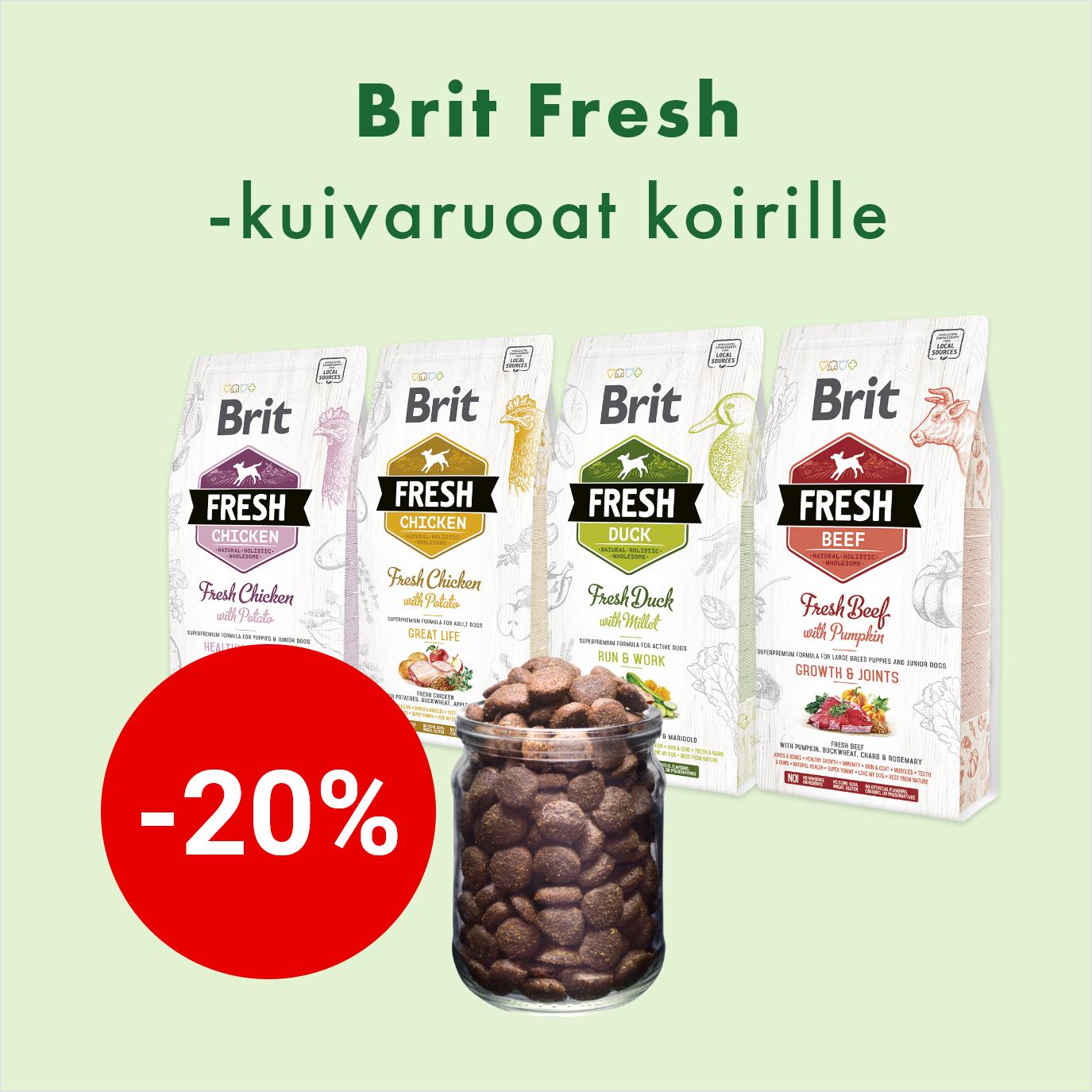 -20% Brit Fresh -koiran kuivaruoat
