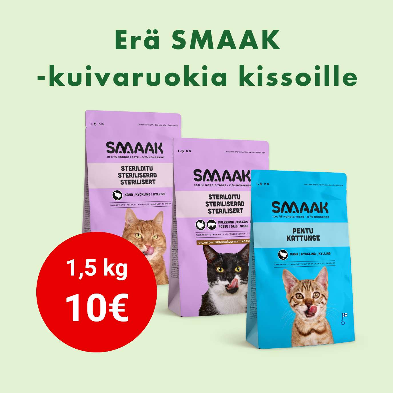 Smaak koiran- ja kissanruoat 1,5-2kg 10&euro;