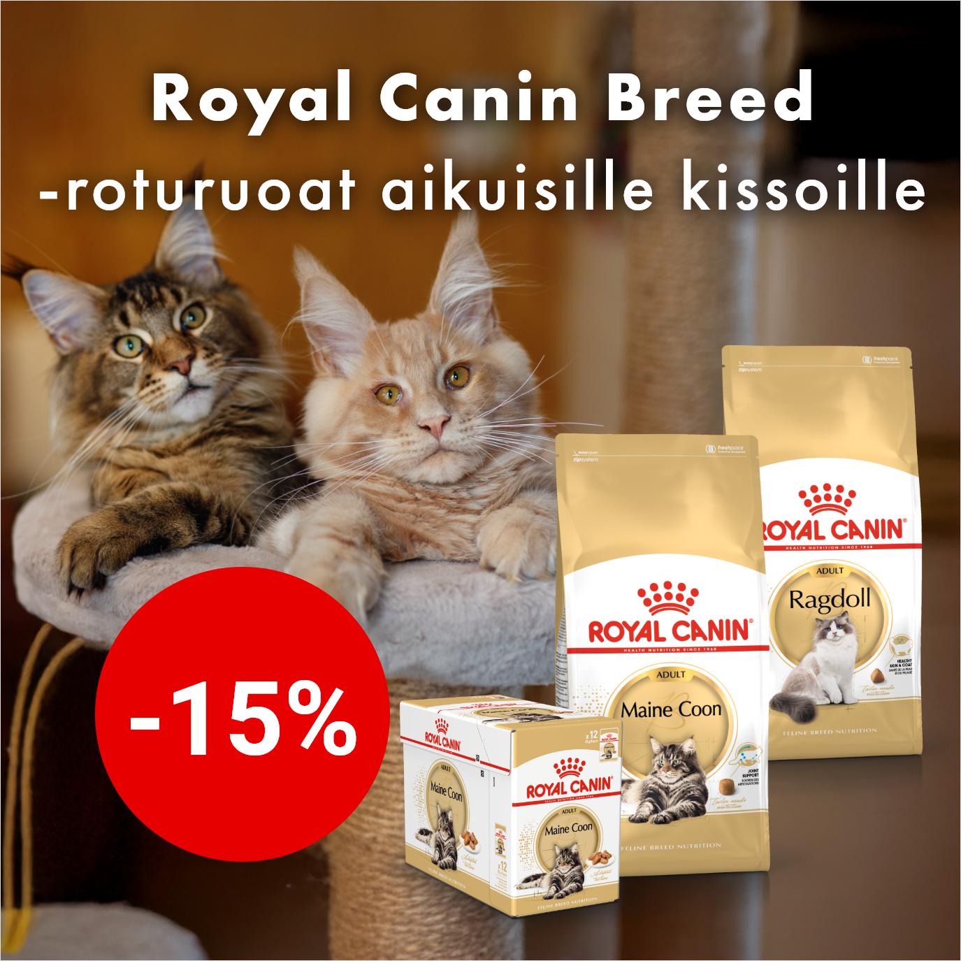 Royal Canin breed Adult kissanruoat -15% 31.10. asti