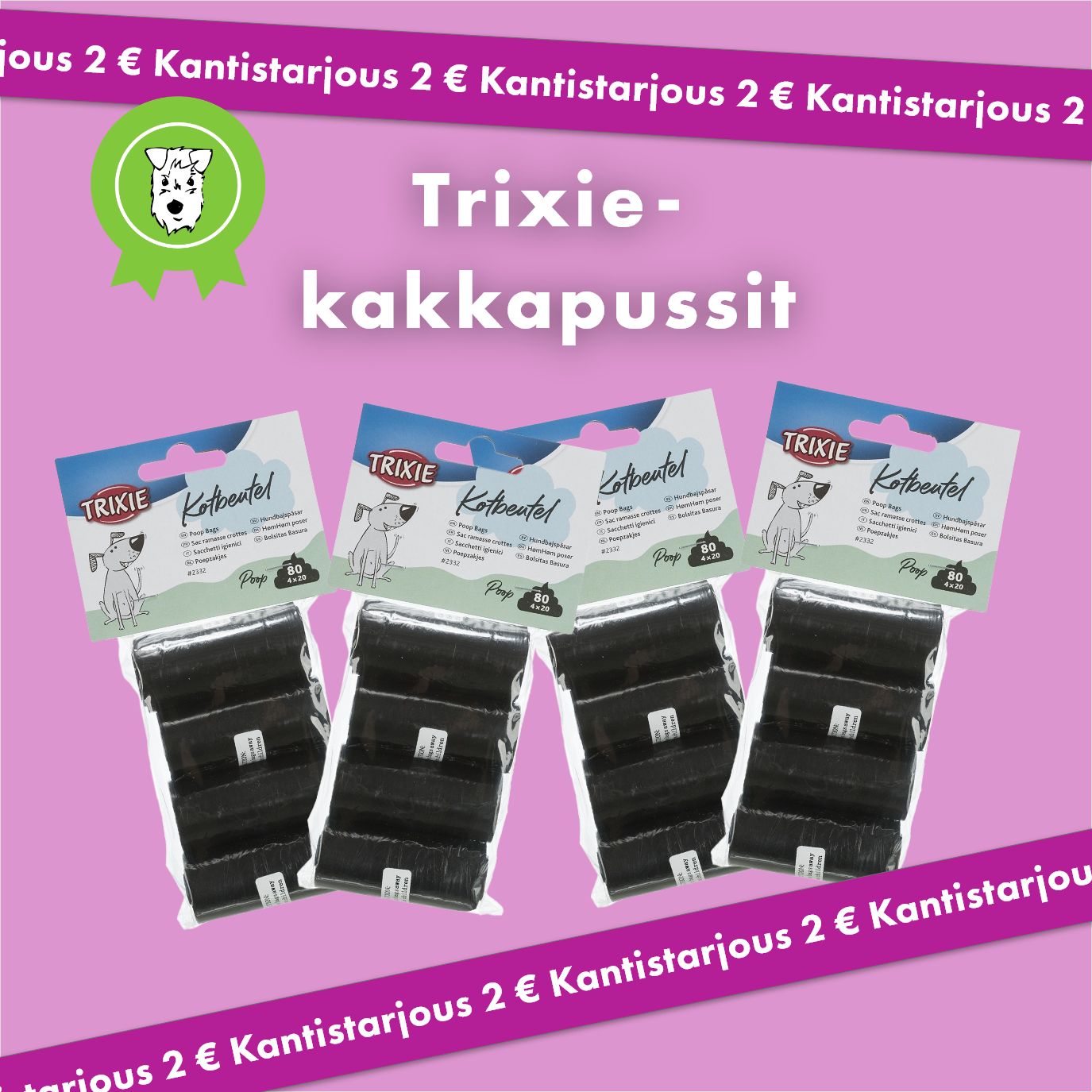 Kantistarjous: Trixien mustat kakkapussit 4x20kpl 2&euro;
