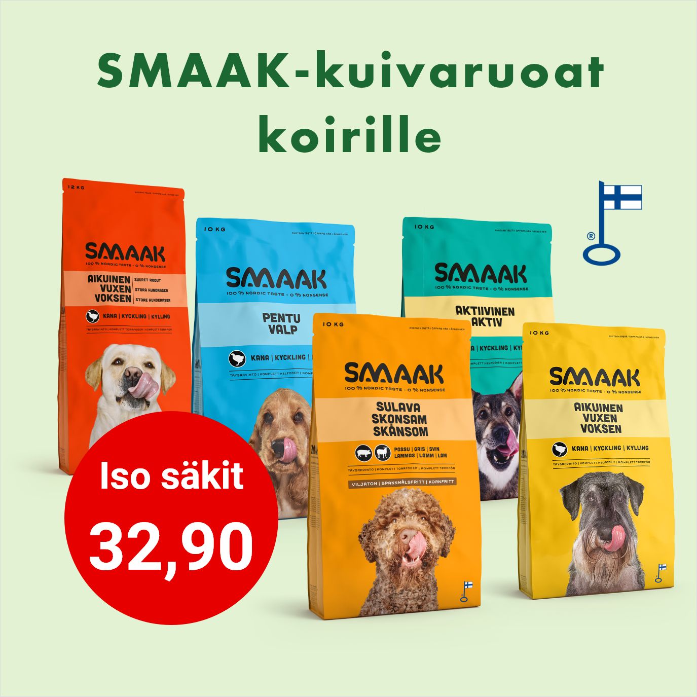 Smaak-koiran kuivaruoat isot säkit 32,90 €