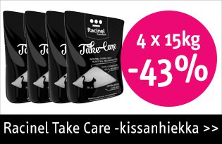 Racinel Take Care -kissanhiekat 4x15kg -43%