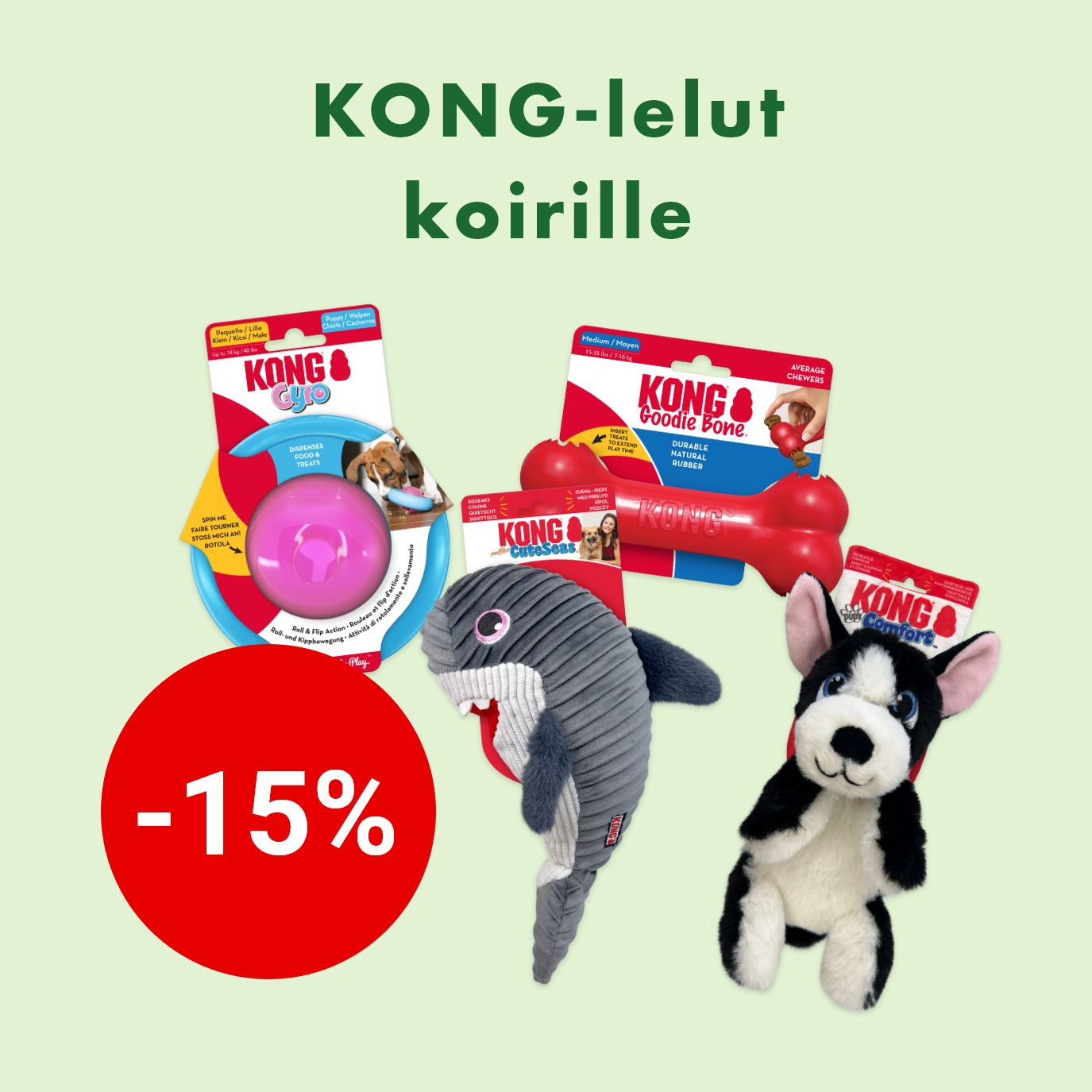Kong lelut kissoille ja koirille -15% 31.10.2025 saakka.
